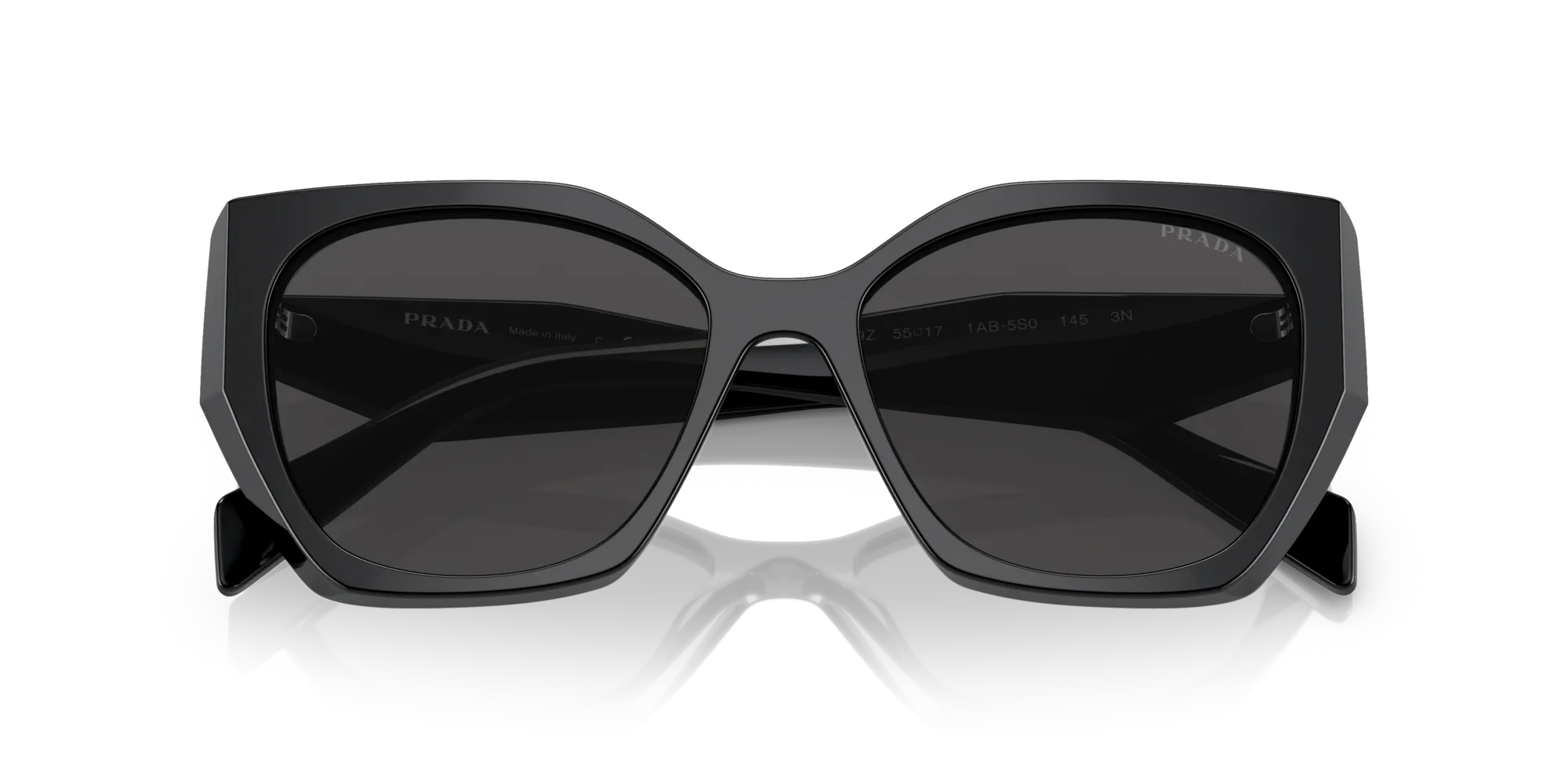 Prada PR 19ZS 1AB5S0 Occhiali da sole Acetato Nero Grigio Pillow Normale - immagine 2