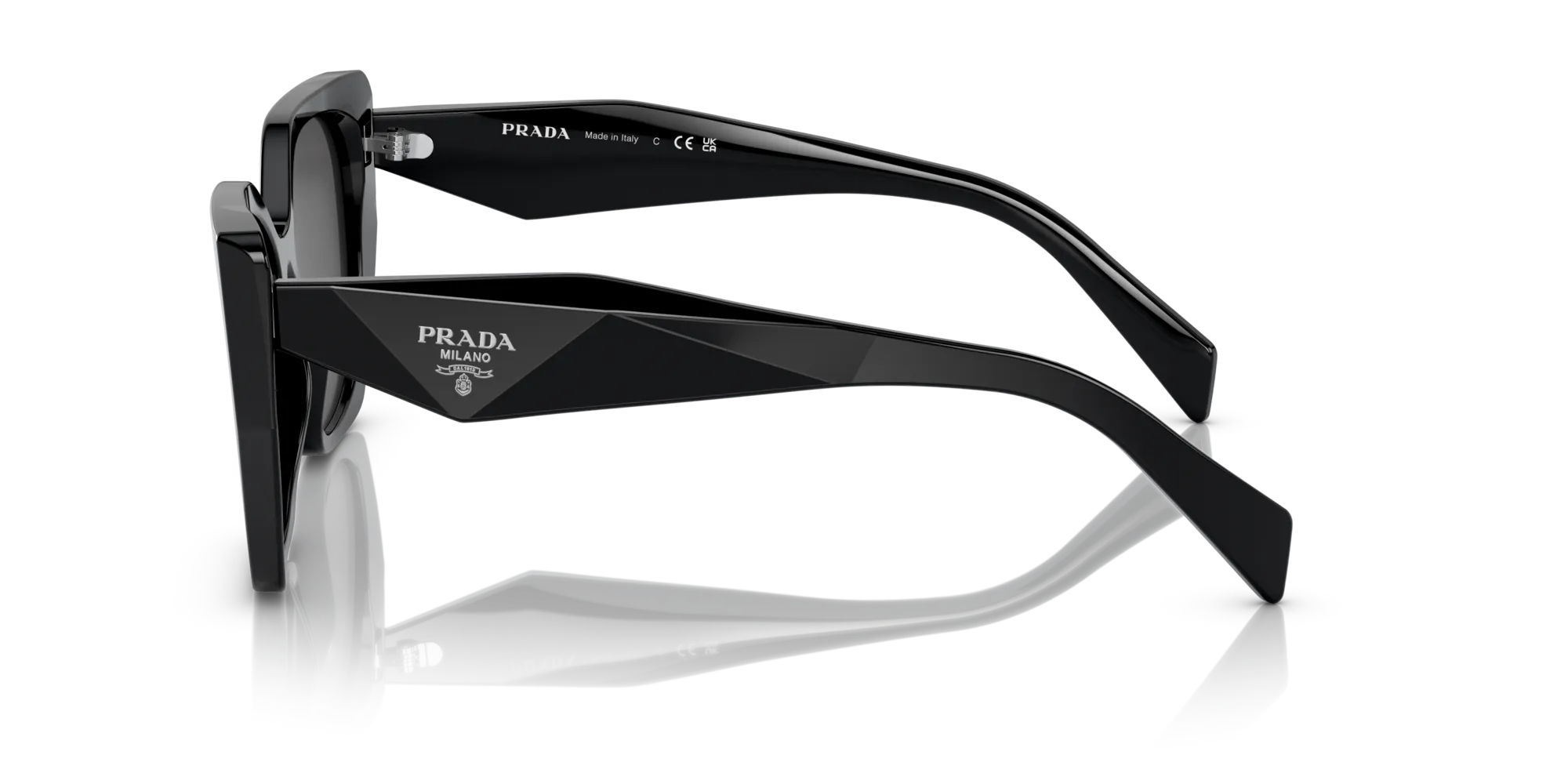 Prada PR 19ZS 1AB5S0 Occhiali da sole Acetato Nero Grigio Pillow Normale - immagine 4