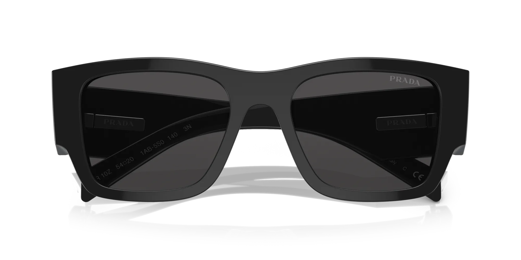 Prada PR 10ZS 1AB5S0 Occhiali da sole Acetato Nero Grigio Pillow Normale - immagine 2