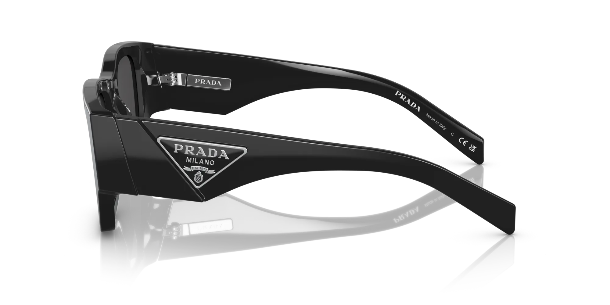Prada PR 10ZS 1AB5S0 Occhiali da sole Acetato Nero Grigio Pillow Normale - immagine 4