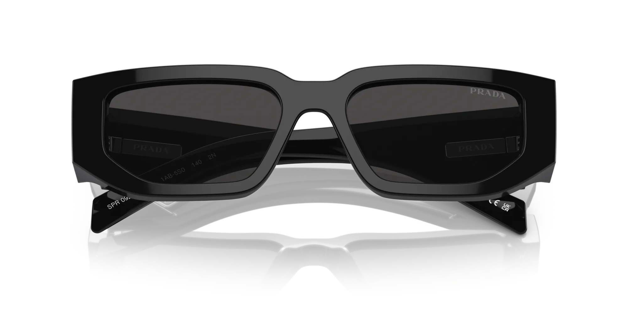 Prada PR 09ZS 1AB5S0 Occhiali da sole Acetato Nero Grigio Squadrata Normale - immagine 2