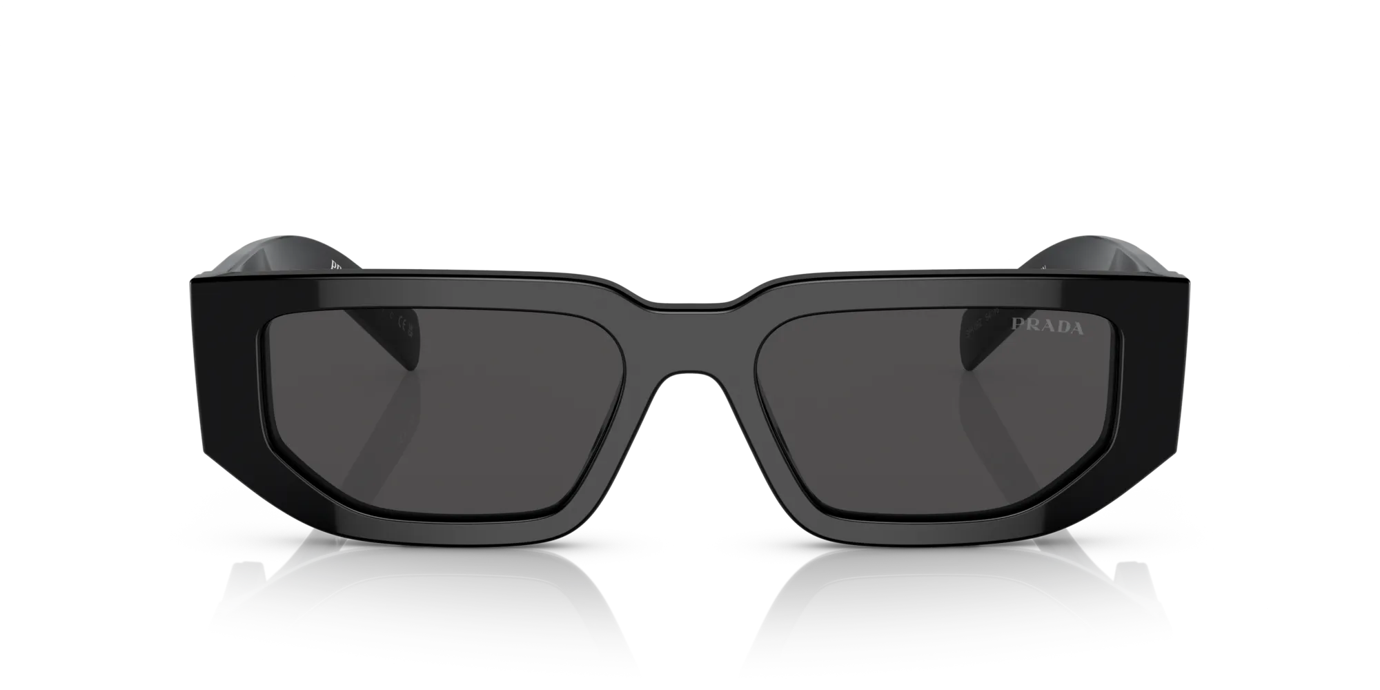 Prada PR 09ZS 1AB5S0 Occhiali da sole Acetato Nero Grigio Squadrata Normale - immagine 3