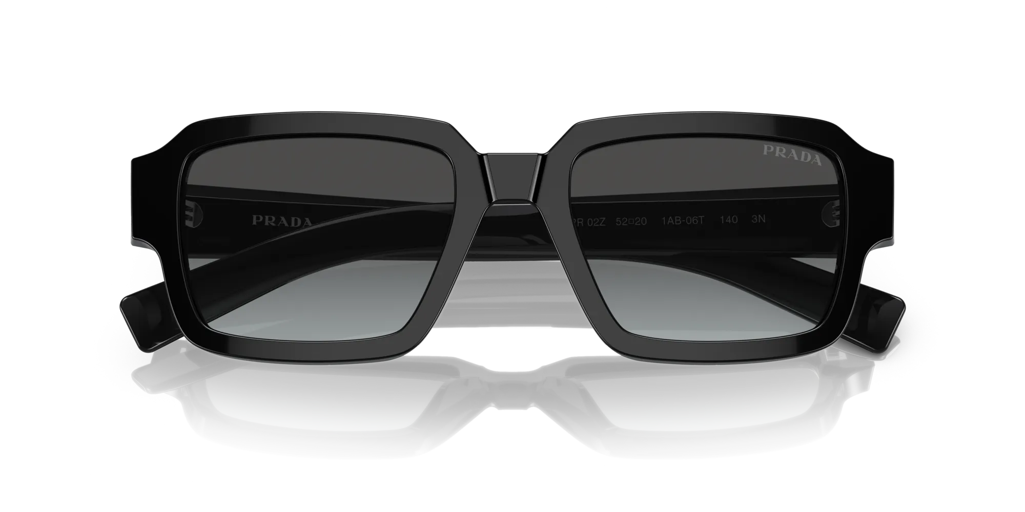 Prada PR 02ZS 1AB06T Occhiali da sole Acetato Nero Grigio Squadrata Normale Sfumato - immagine 2