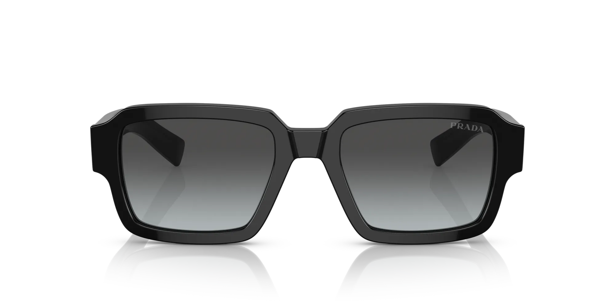 Prada PR 02ZS 1AB06T Occhiali da sole Acetato Nero Grigio Squadrata Normale Sfumato - immagine 3