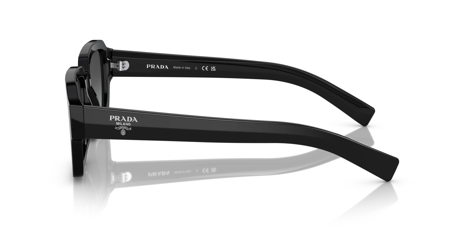 Prada PR 02ZS 1AB06T Occhiali da sole Acetato Nero Grigio Squadrata Normale Sfumato - immagine 4