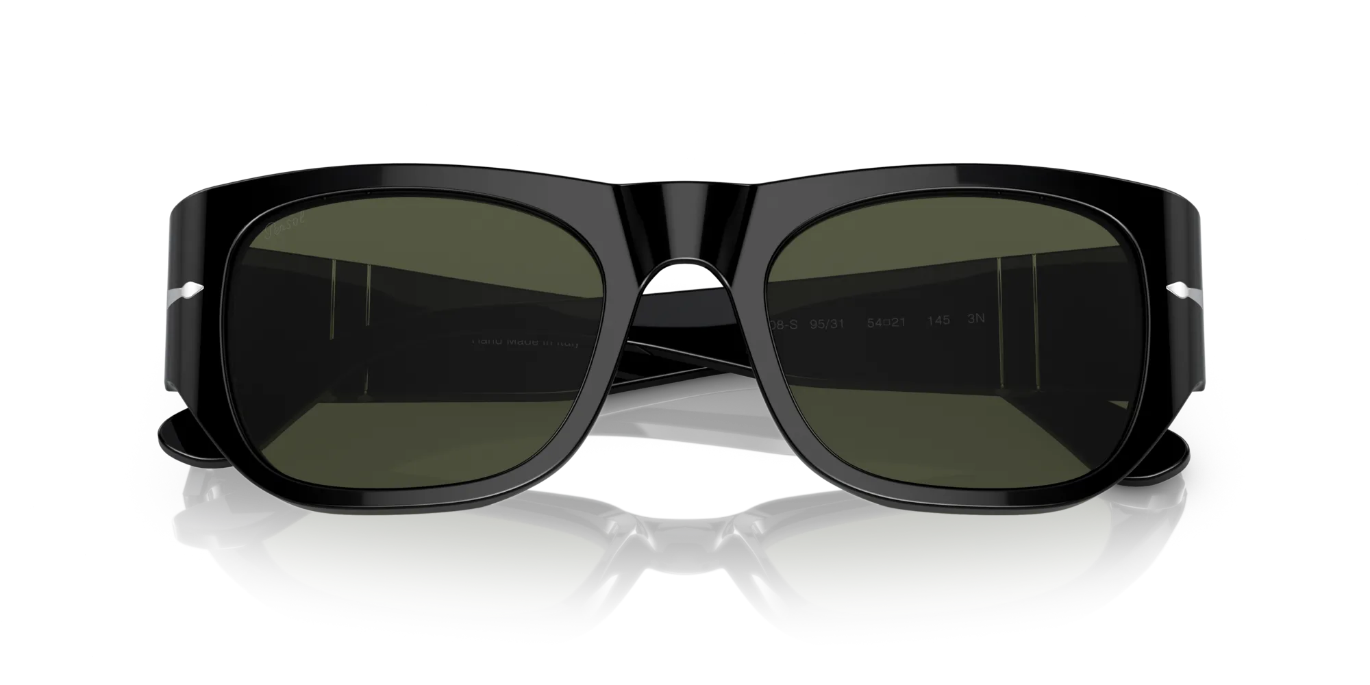 Persol PO3308S 95/31 Occhiali da sole Acetato Nero Verde Squadrata Normale - immagine 2