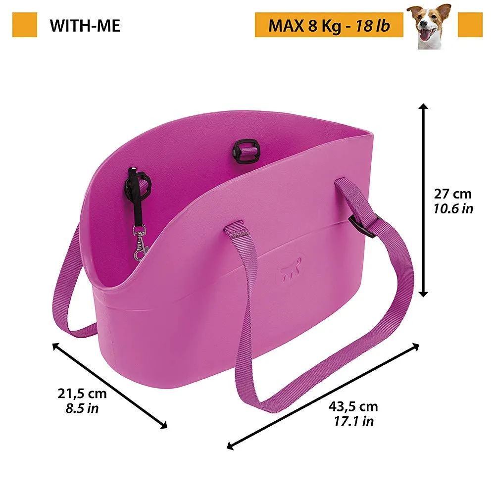 Ferplast Borsa per Il Trasporto di Cani di Piccola Taglia with-Me, Eva, Morbida plastica gommata, Lavabile, Manici Regolabili, Cinghiolo di Sicurezza Incluso, 21,5 x 43,5 x h 27 cm Fucsia - immagine 2