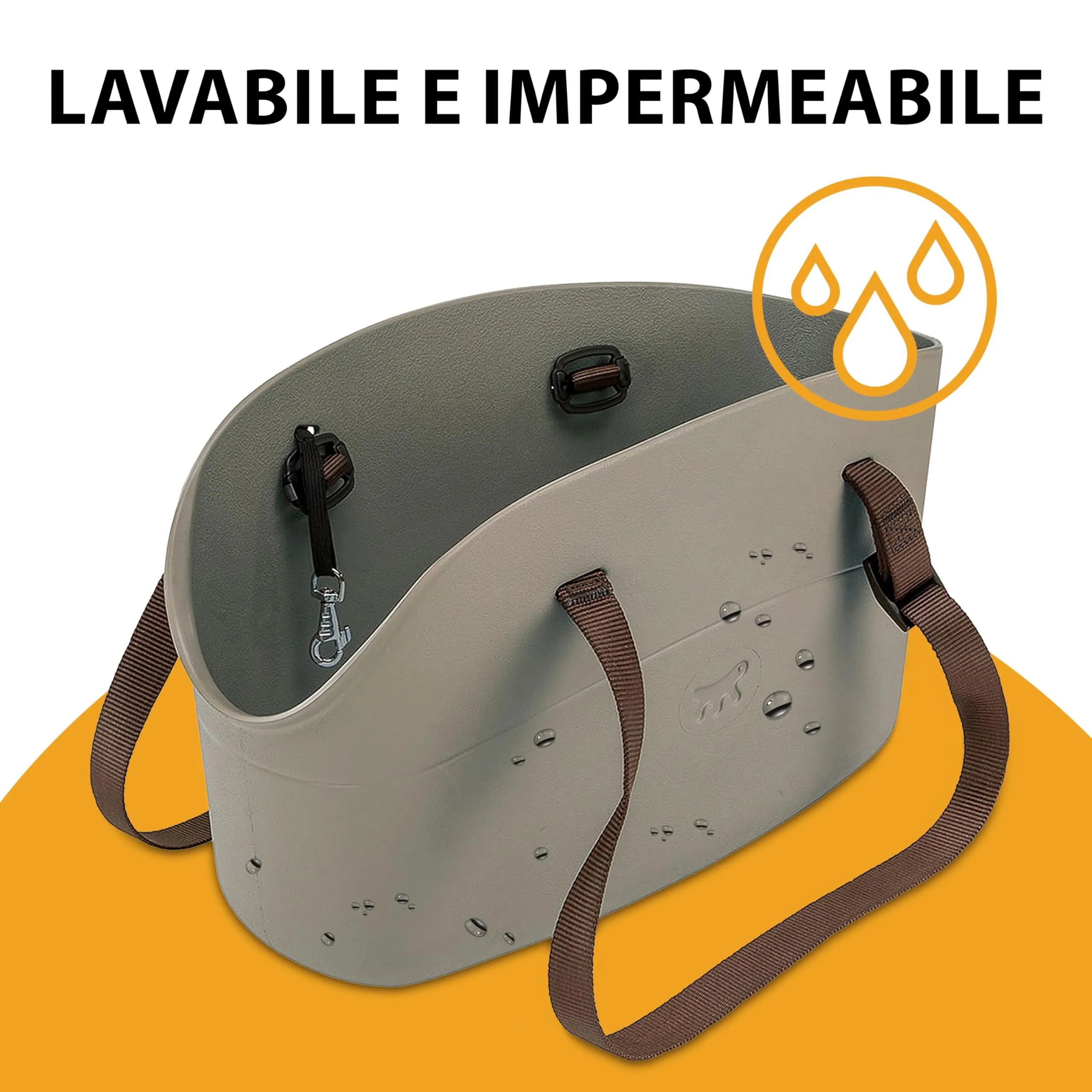 Ferplast Borsa per Cani fino a 8 Kg. Trasportino Gatti in Plastica Gommata, Impermeabile e Lavabile, Manici Regolabili, Cinghia di sicurezza, 43,5 x 21,5 x h 27 cm. Tortora - immagine 7