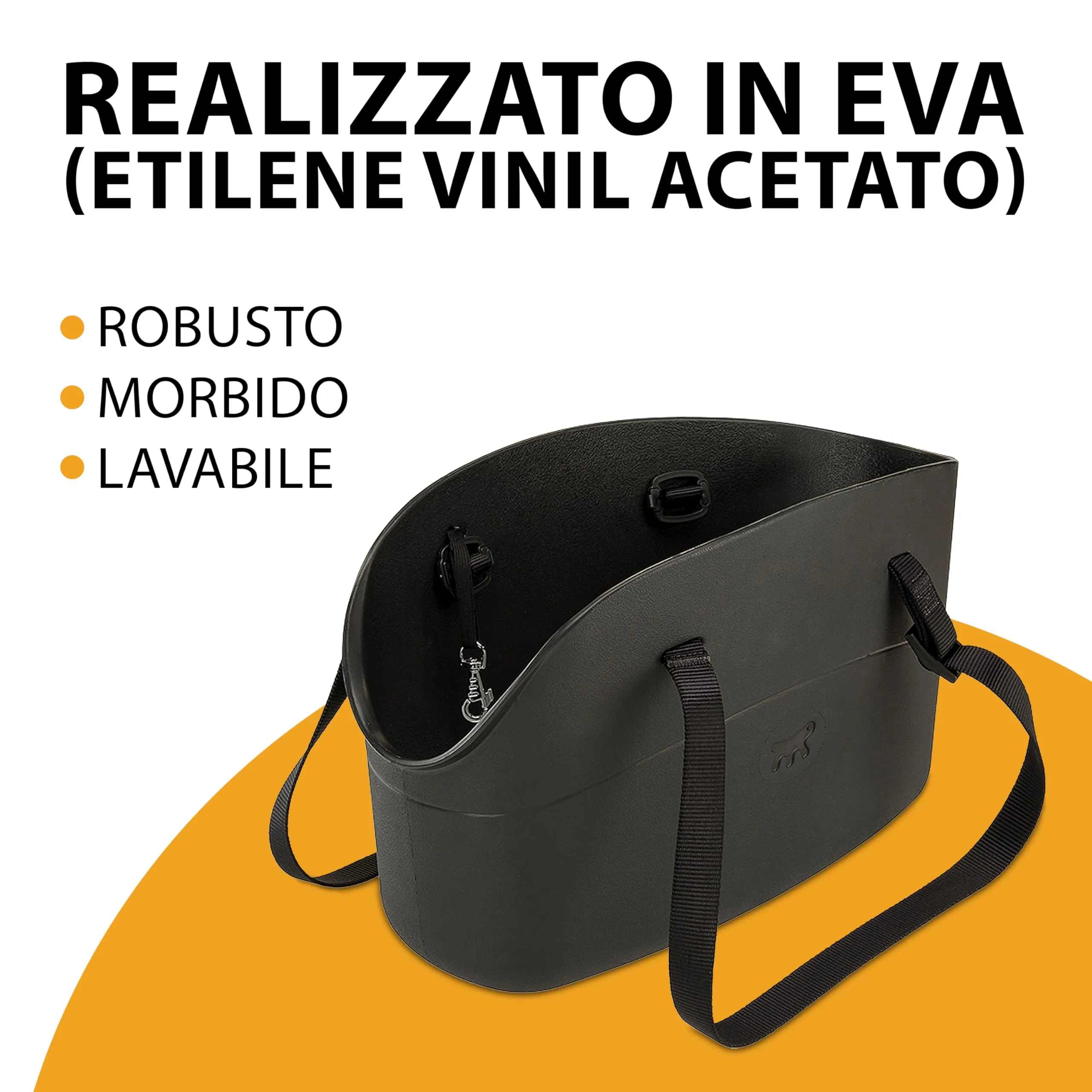 Ferplast Borsa per Cani fino a 8 Kg. Trasportino Gatti in Plastica Gommata, Impermeabile e Lavabile, Manici Regolabili, Cinghia di sicurezza, 43,5 x 21,5 x h 27 cm. Nero - immagine 4