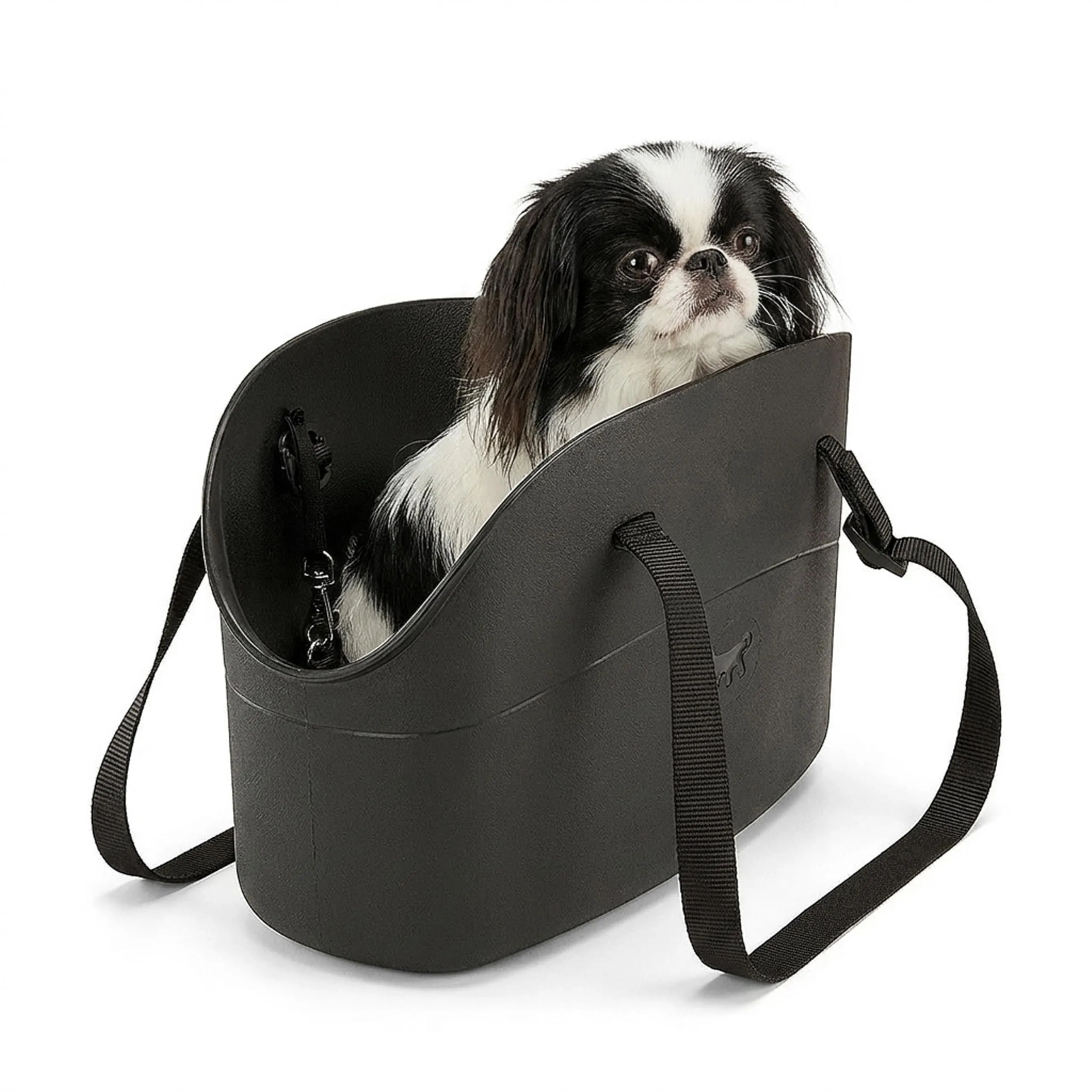 Ferplast Borsa per Cani fino a 5 Kg. Trasportino Gatti in Plastica Gommata, Impermeabile e Lavabile, Manici Regolabili, Cinghia di sicurezza, 35 x 14 x h 22 cm. Nero - immagine 1