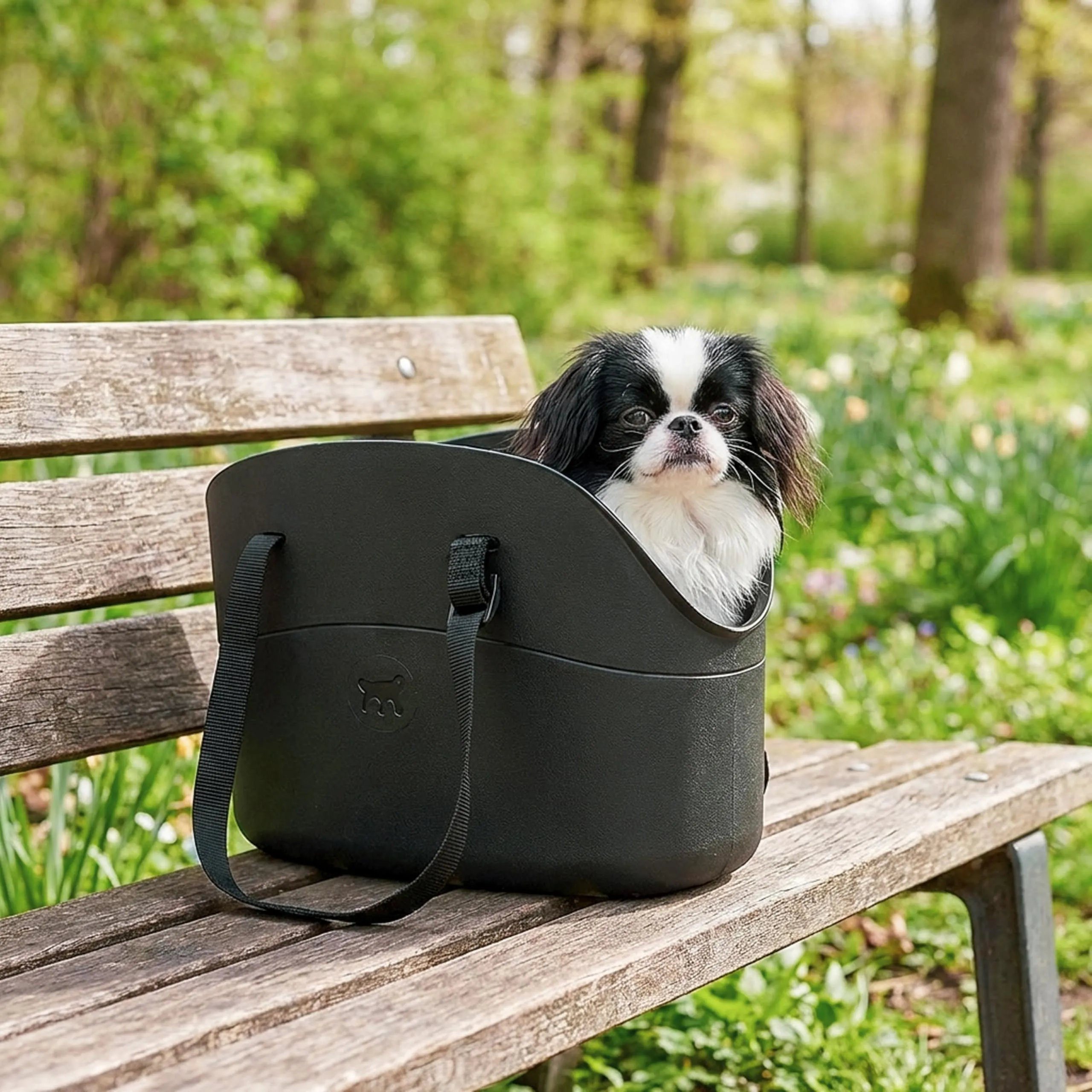 Ferplast Borsa per Cani fino a 5 Kg. Trasportino Gatti in Plastica Gommata, Impermeabile e Lavabile, Manici Regolabili, Cinghia di sicurezza, 35 x 14 x h 22 cm. Nero - immagine 2