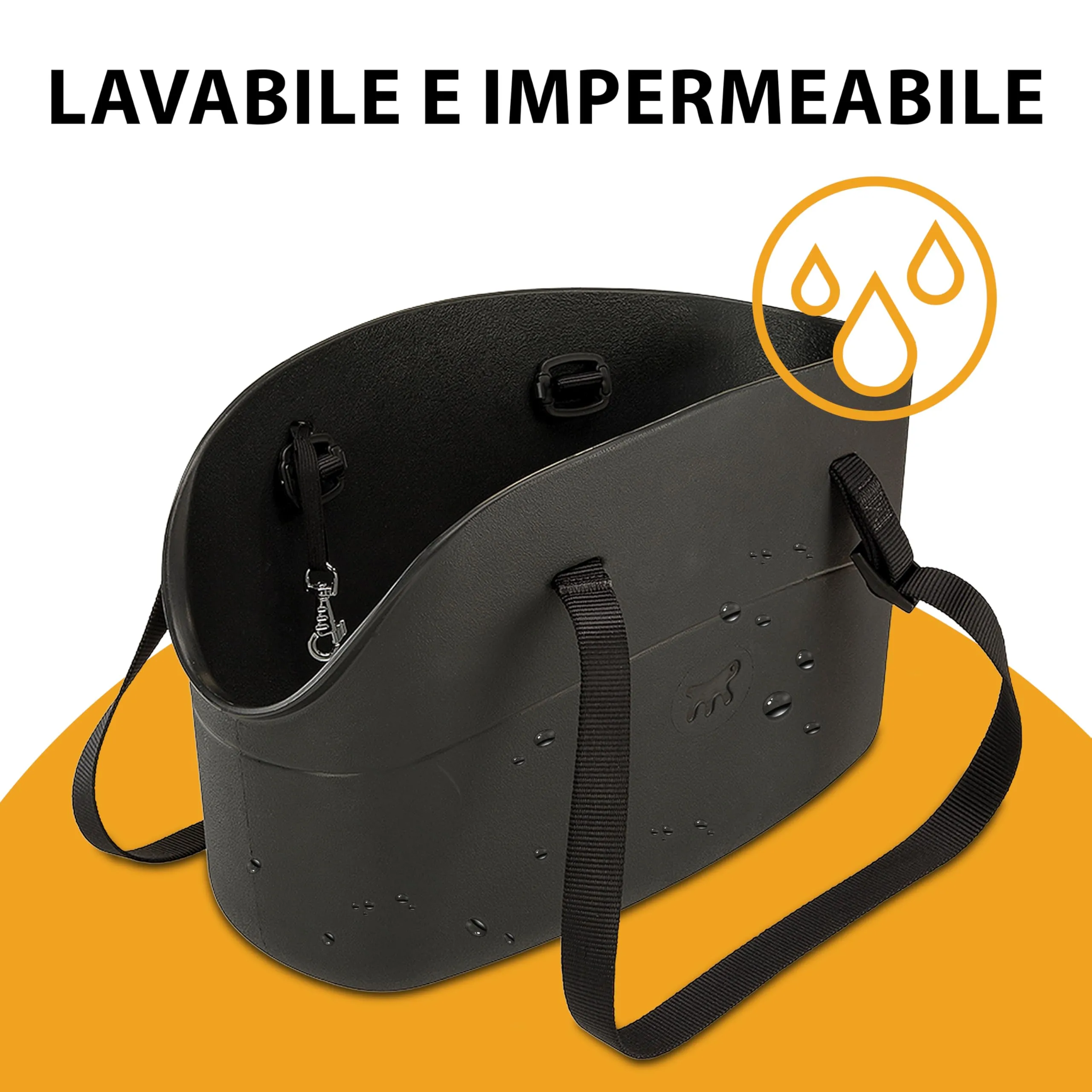 Ferplast Borsa per Cani fino a 5 Kg. Trasportino Gatti in Plastica Gommata, Impermeabile e Lavabile, Manici Regolabili, Cinghia di sicurezza, 35 x 14 x h 22 cm. Nero - immagine 7