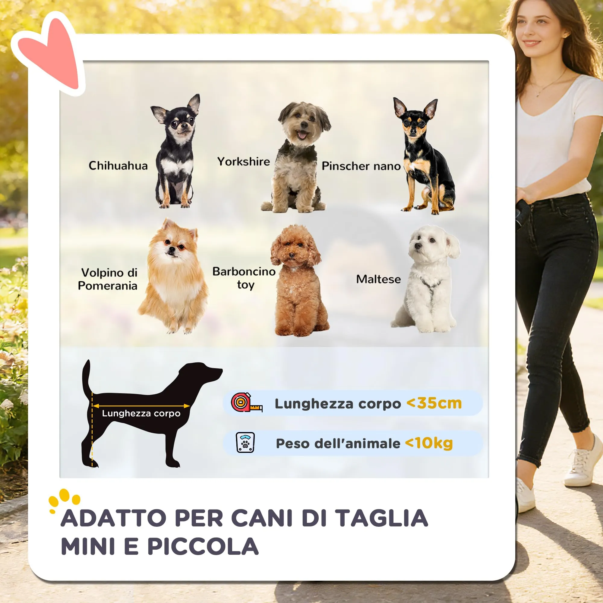 PawHut Passeggino per Cani Pieghevole Carrello per Animali Domestici Carrello Carrozzina Grigio 75 x 45 x 97cm - immagine 4