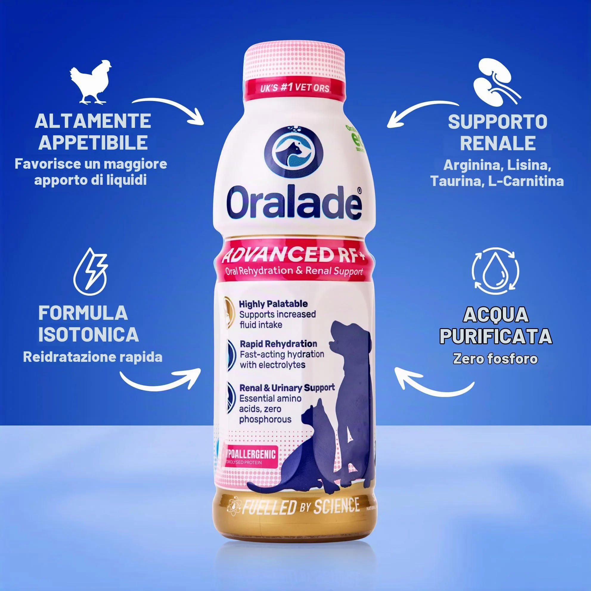 Oralade - Advanced RF+, supporto per la reidratazione orale per gatti - Formula isotonica ad azione rapida - Supporto renale e urinario - Gusto naturale di pollo - Altamente appetibile - Per tutte le - immagine 2