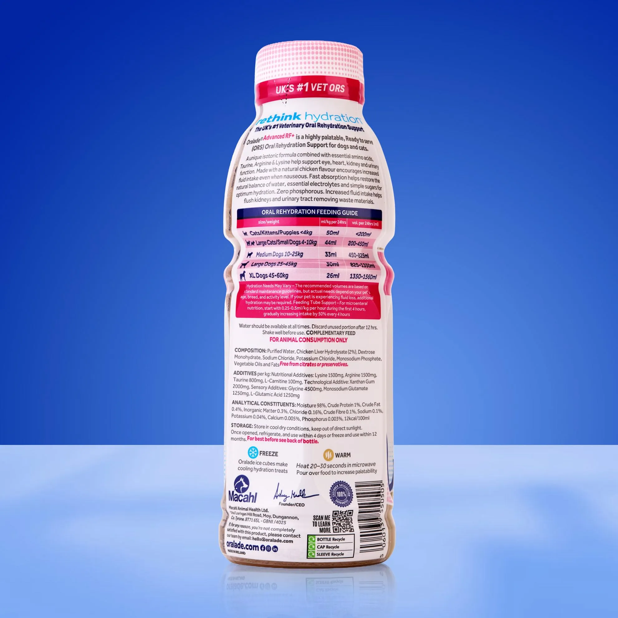 Oralade - Advanced RF+, supporto per la reidratazione orale per gatti - Formula isotonica ad azione rapida - Supporto renale e urinario - Gusto naturale di pollo - Altamente appetibile - Per tutte le - immagine 3