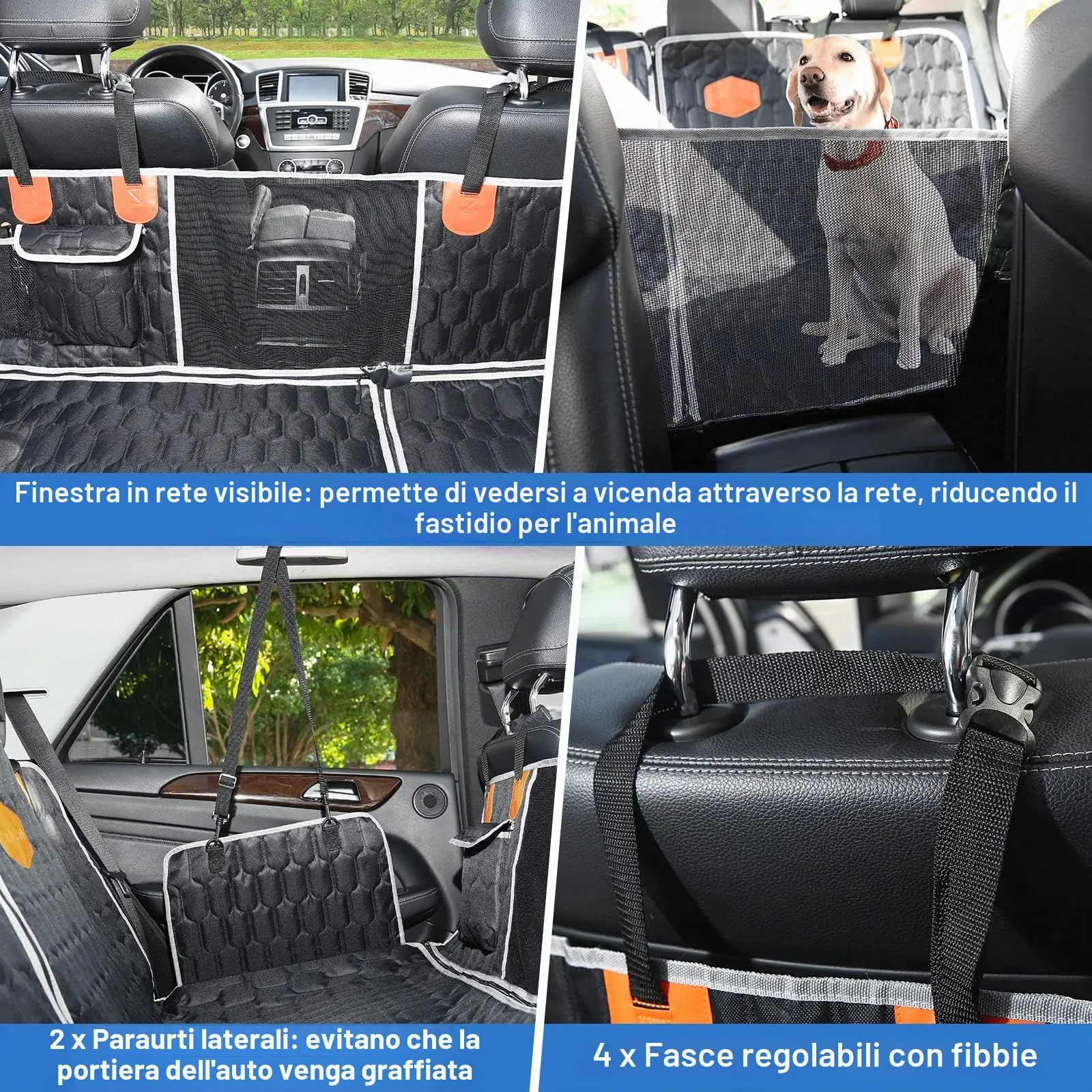 OneAmg Coprisedile Auto per Cani Impermeabile, 4 Modalità di Installazione - immagine 2