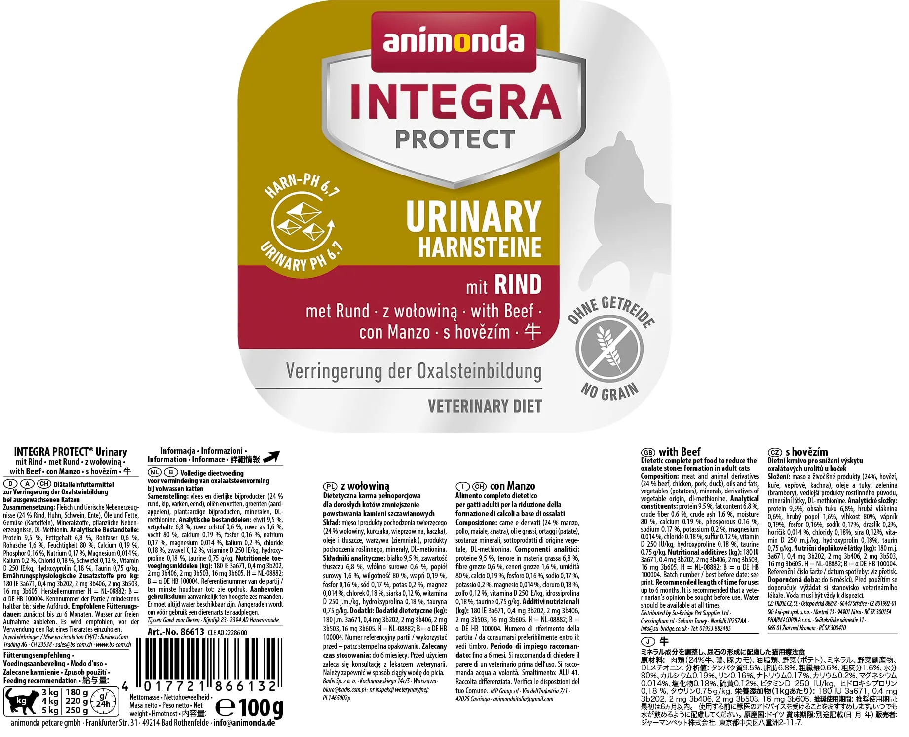 INTEGRA PROTECT cibo per gatti bagnato urinario con pietra ossalica di pollo (16 x 100 g), raccomandato dal veterinario in caso di calcoli urinari, mangime complementare sviluppato con veterinari per - immagine 2