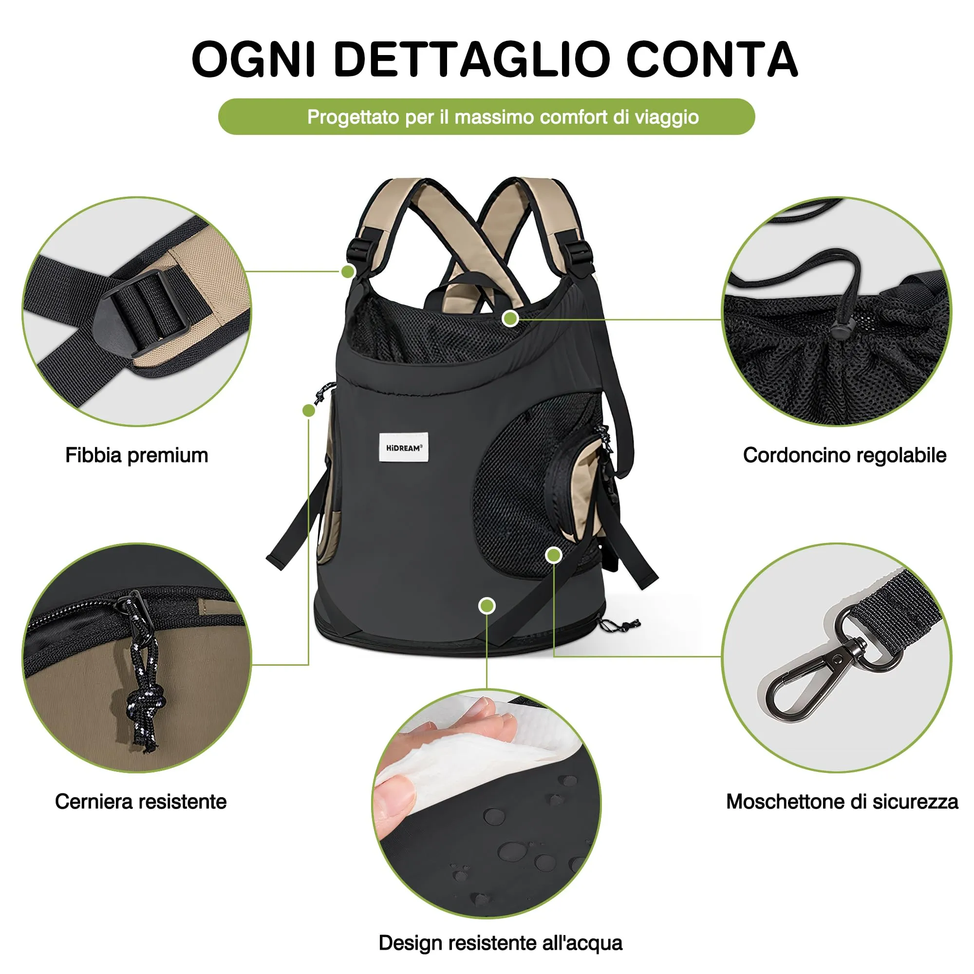 ALLSOPETS Zaino Frontale per Cani e Gatti, Porta Cane, Grigio Scuro - immagine 4