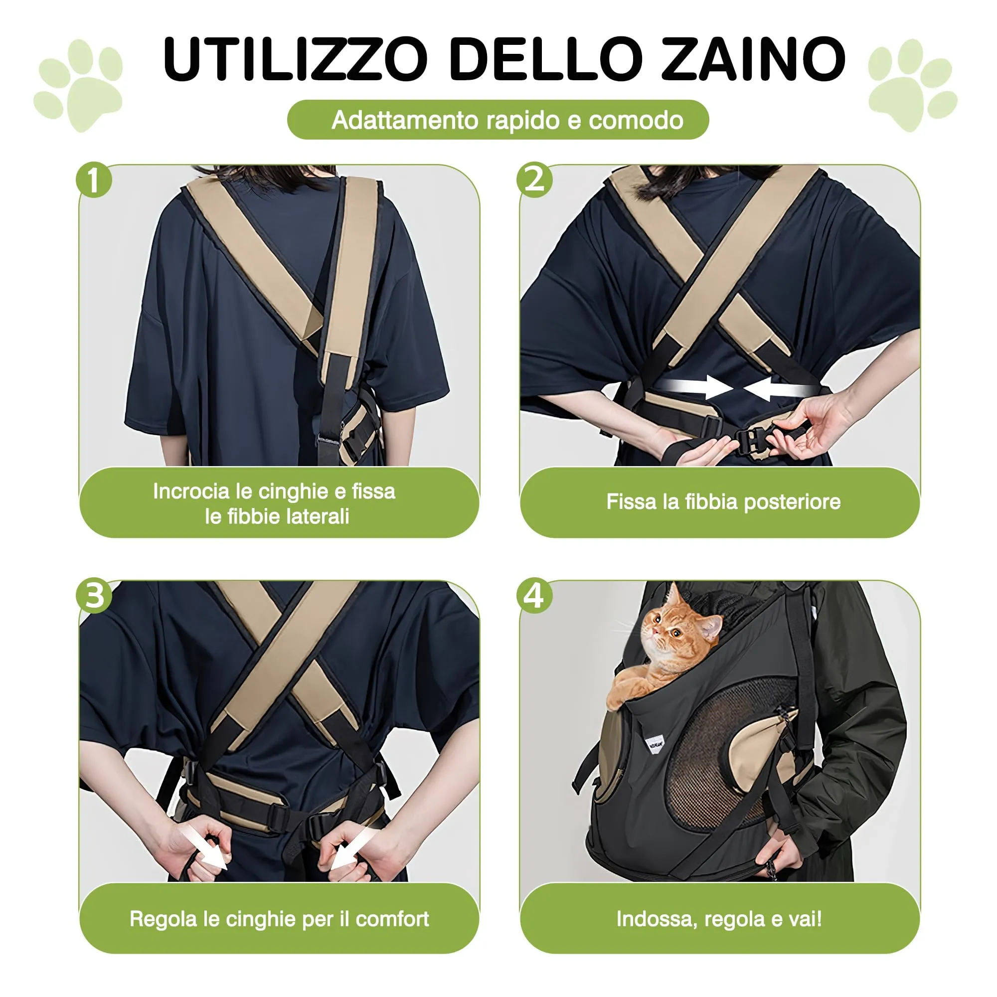ALLSOPETS Zaino Frontale per Cani e Gatti, Porta Cane, Grigio Scuro - immagine 5