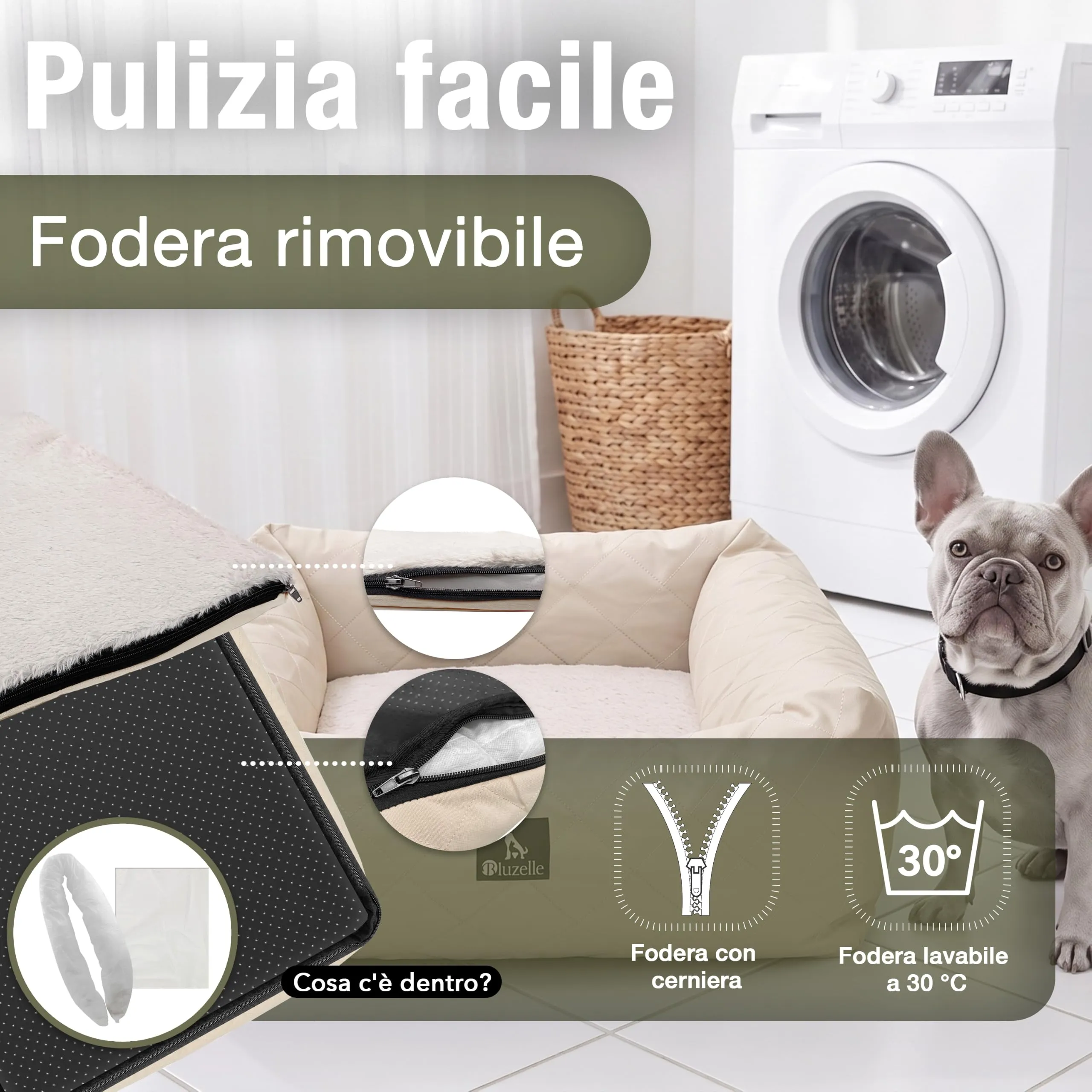 BLUZELLE Seggiolino Auto per Cani & Cuccia 2-in-1, Beige - immagine 4