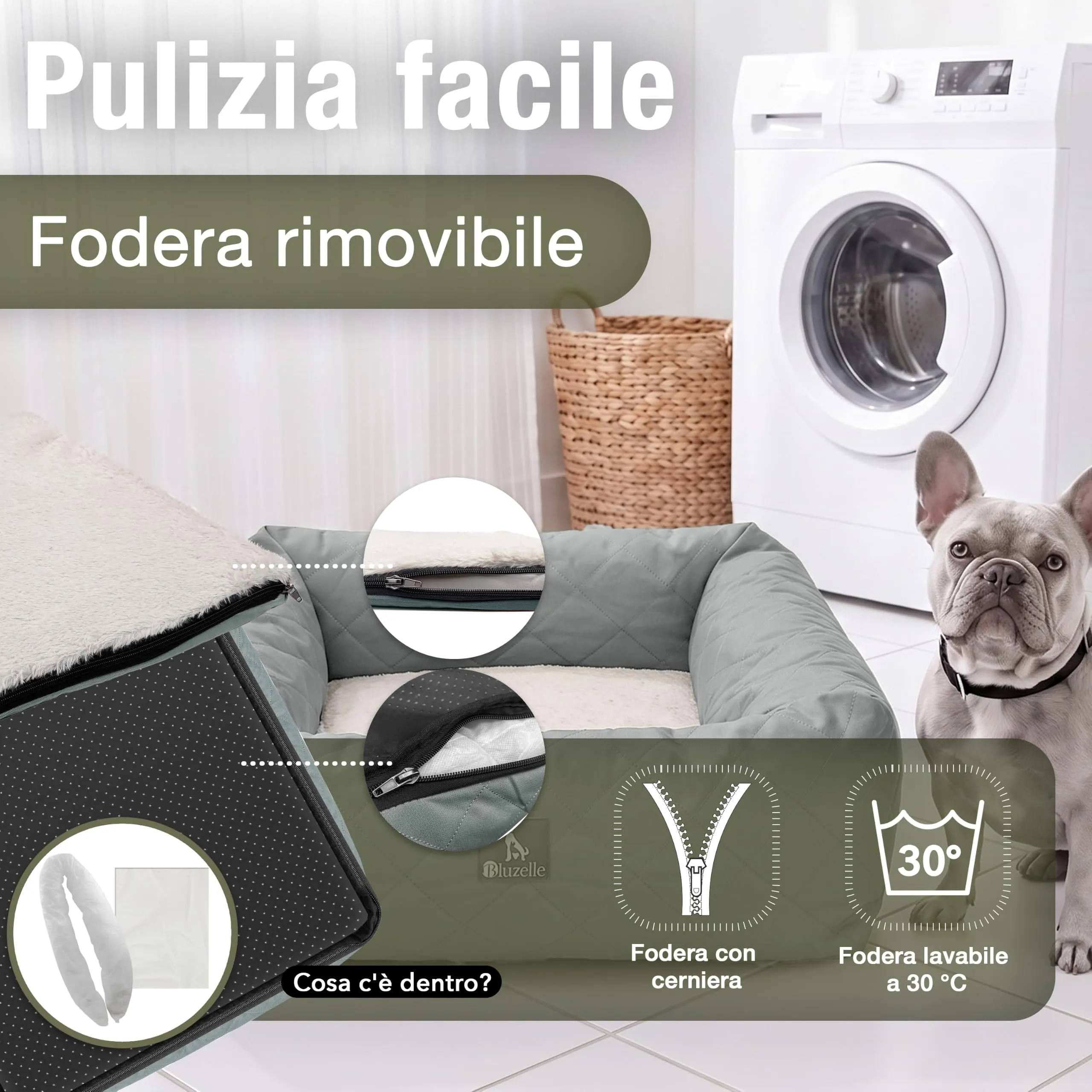BLUZELLE Seggiolino Auto per Cani & Cuccia 2-in-1, Grigio - immagine 4