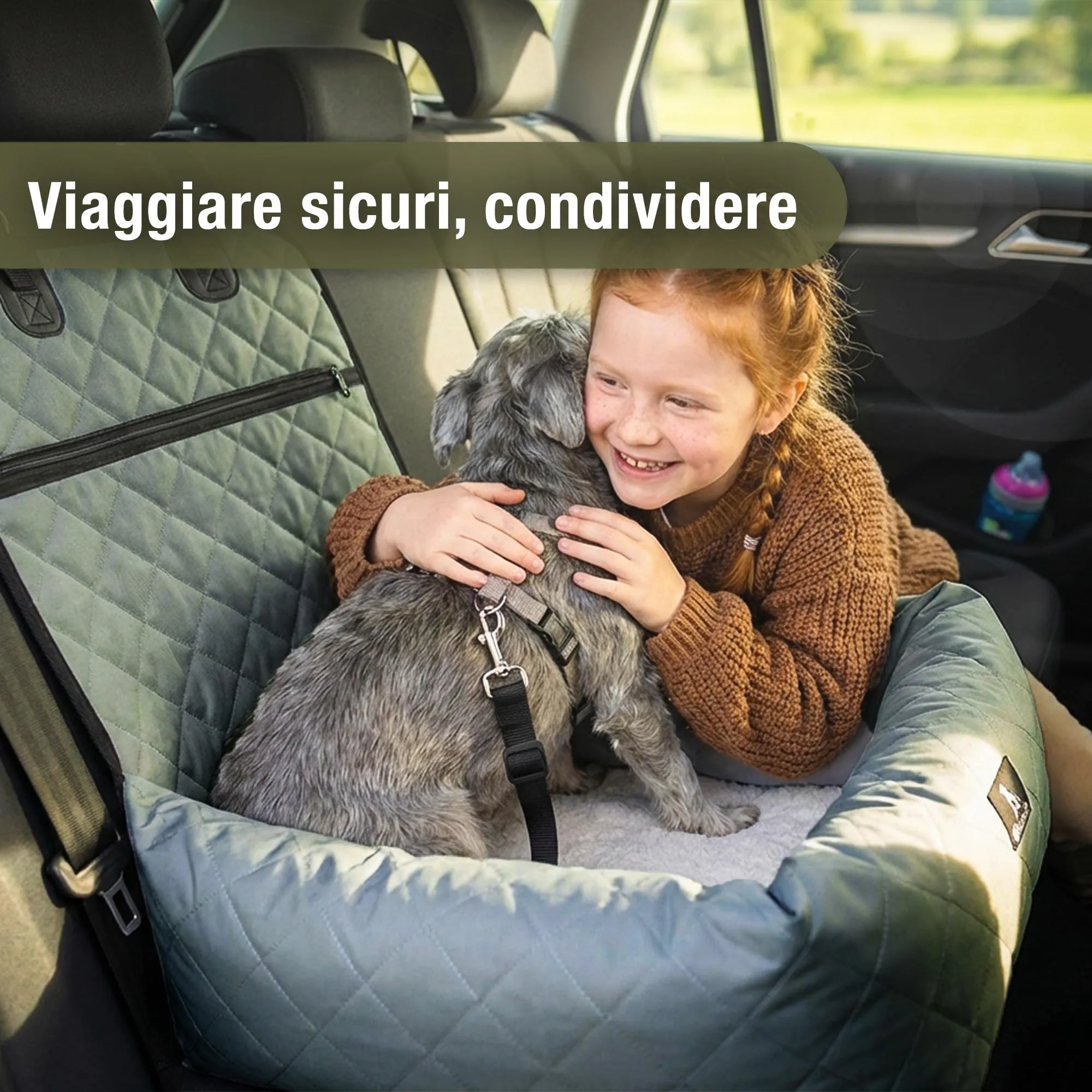BLUZELLE Seggiolino Auto per Cani & Cuccia 2-in-1, Grigio - immagine 5