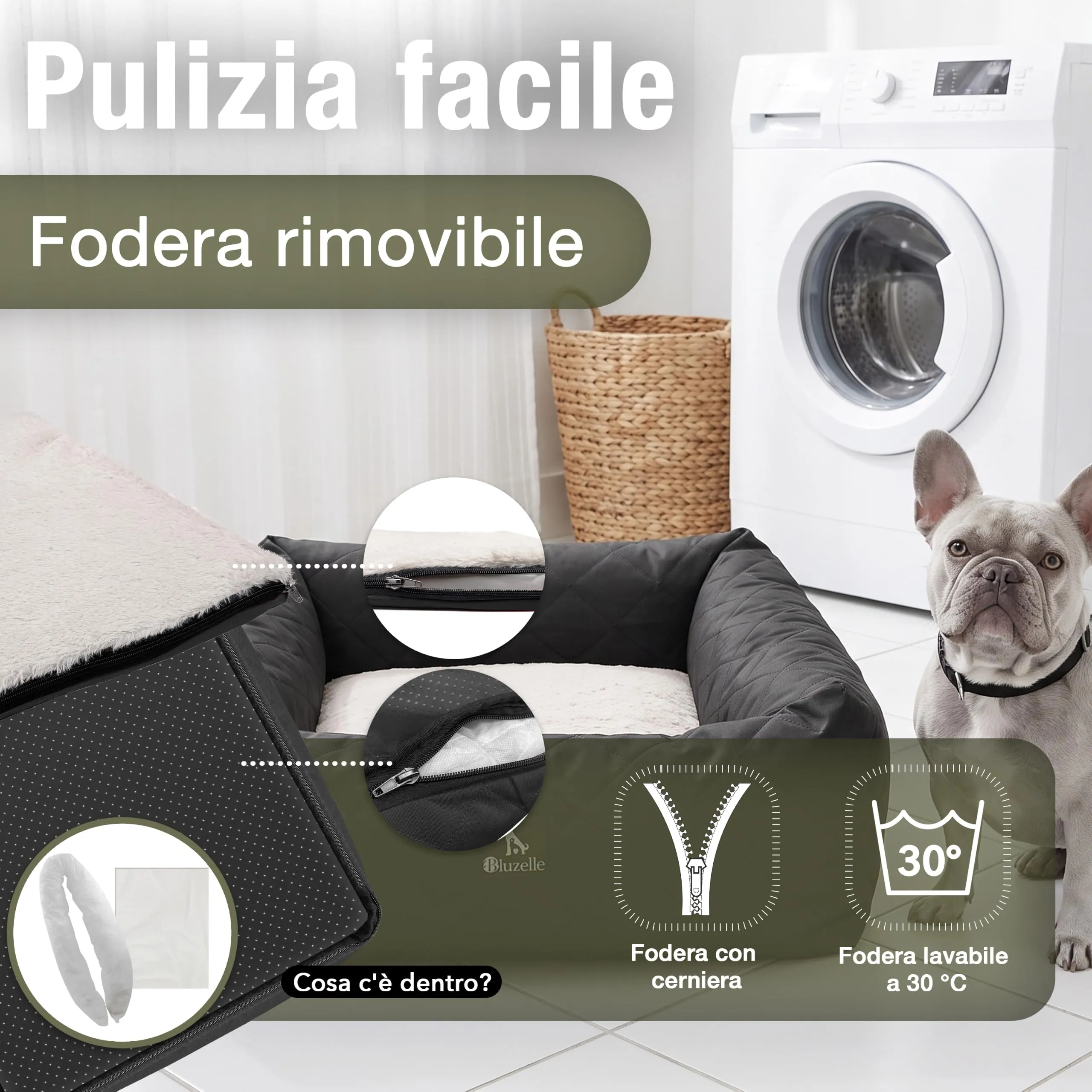 BLUZELLE Seggiolino Auto per Cani & Cuccia 2-in-1, Nero - immagine 4