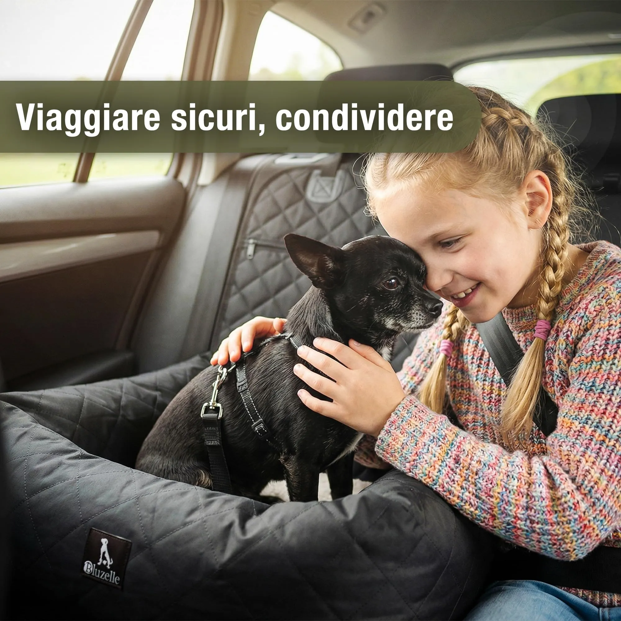 BLUZELLE Seggiolino Auto per Cani & Cuccia 2-in-1, Nero - immagine 5