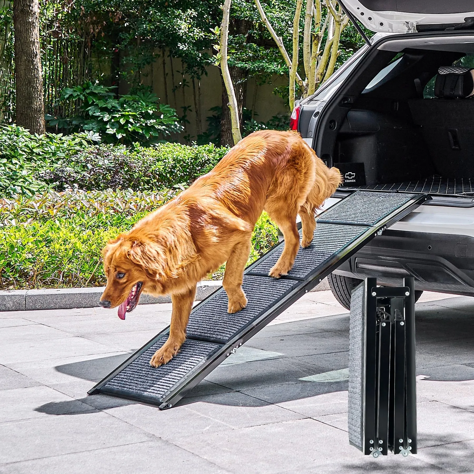 CO-Z 170 cm Rampa per Cani per Auto, Rampa Pieghevole per Cani Grandi fino a 90 kg, Rampa per Auto per Cani Portatile con Superficie del Tappeto Antiscivolo per Auto SUV Camion, Uso Interno Esterno - immagine 1