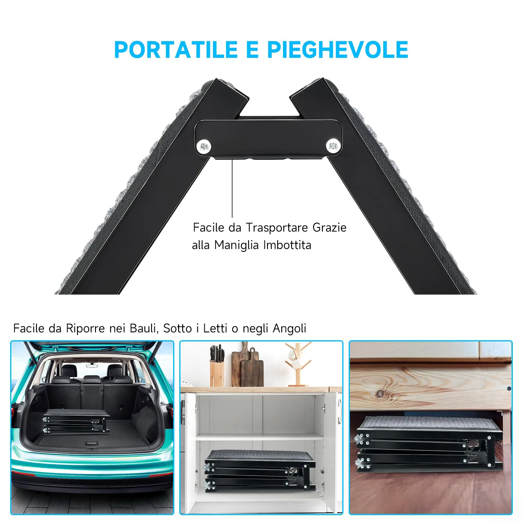 CO-Z 160 cm Rampa per Cani per Auto, Rampa Pieghevole per Cani Grandi fino a 90 kg, Rampa per Auto per Cani Portatile con Superficie del Tappeto Antiscivolo per Auto SUV Camion, Uso Interno Esterno - immagine 7