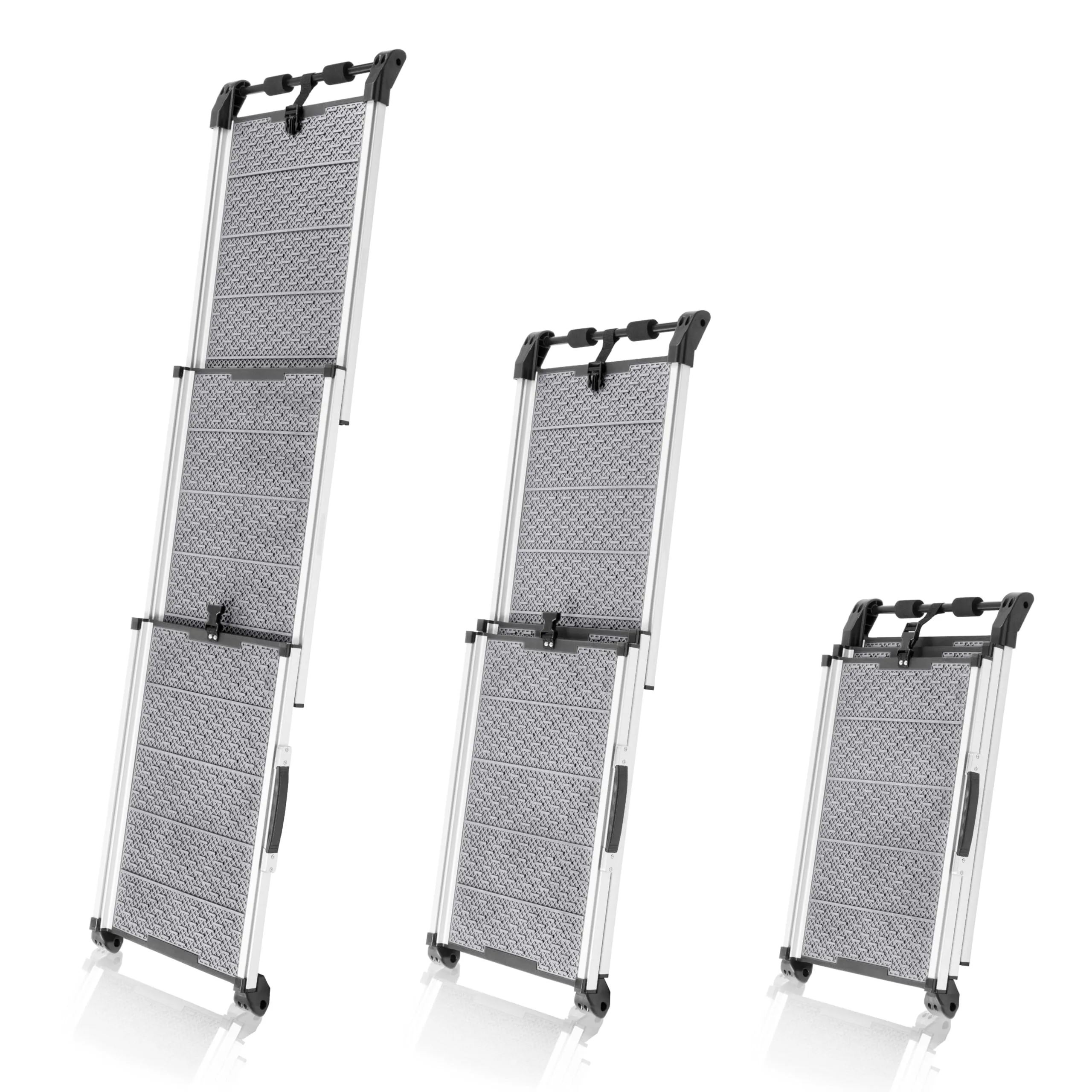 Rampa per Cani per Auto, SUV – Rampe Telescopiche Estensibili per Cani di Grossa Taglia – STABILI – ANTISCIVOLO – Sicurezza Notturna Lati Riflettenti – Capacità 90 kg – Clip di Bloccaggio – Grigio - immagine 1