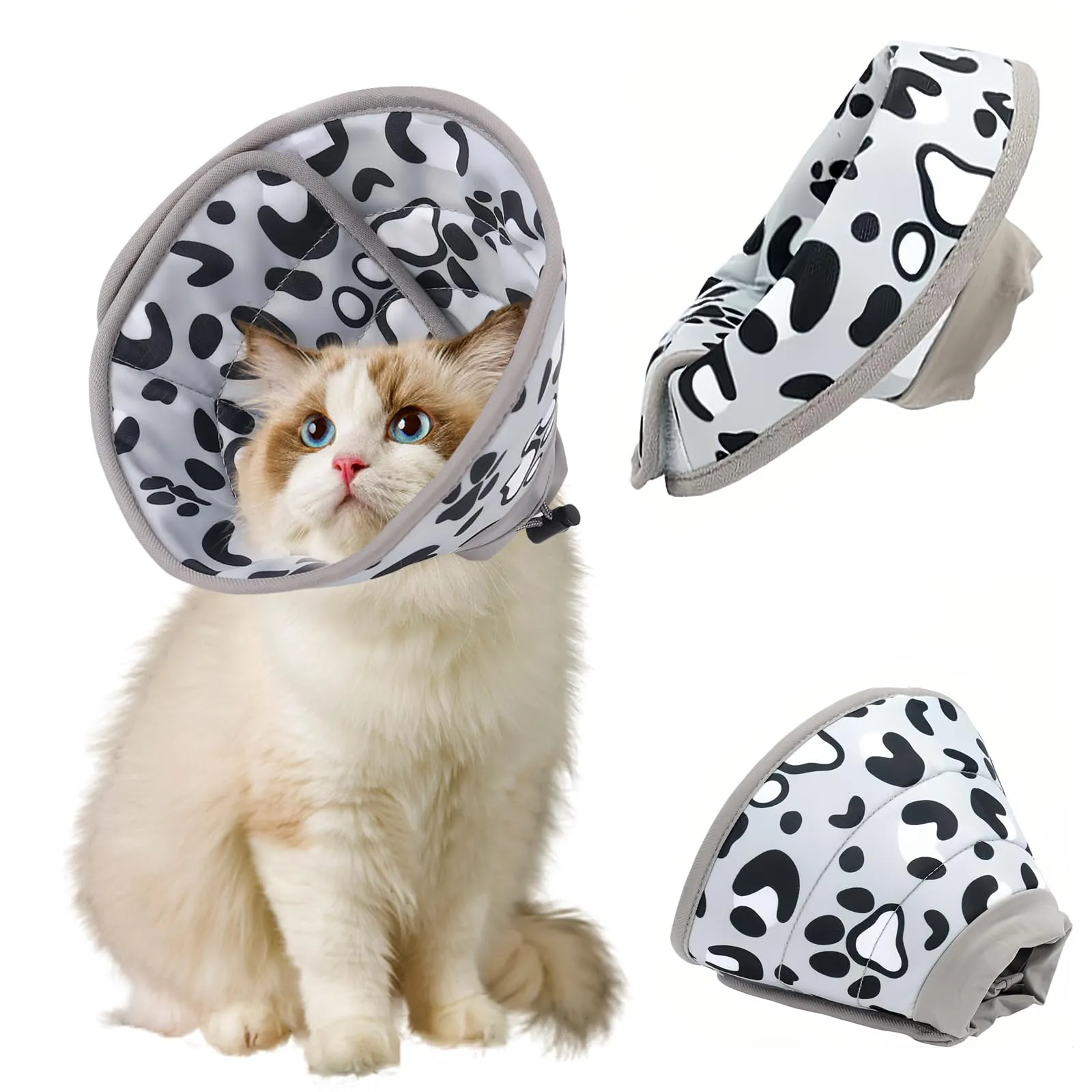 Diyxisk Collare Elisabettiano Gatto 10-13cm Collare Resistente Graffi e Morsi Collare Protettivo Gatto Materiale Cotone Regolabile Morbido Collare per Recupero Postoperatorio Dell'Animale - immagine 1