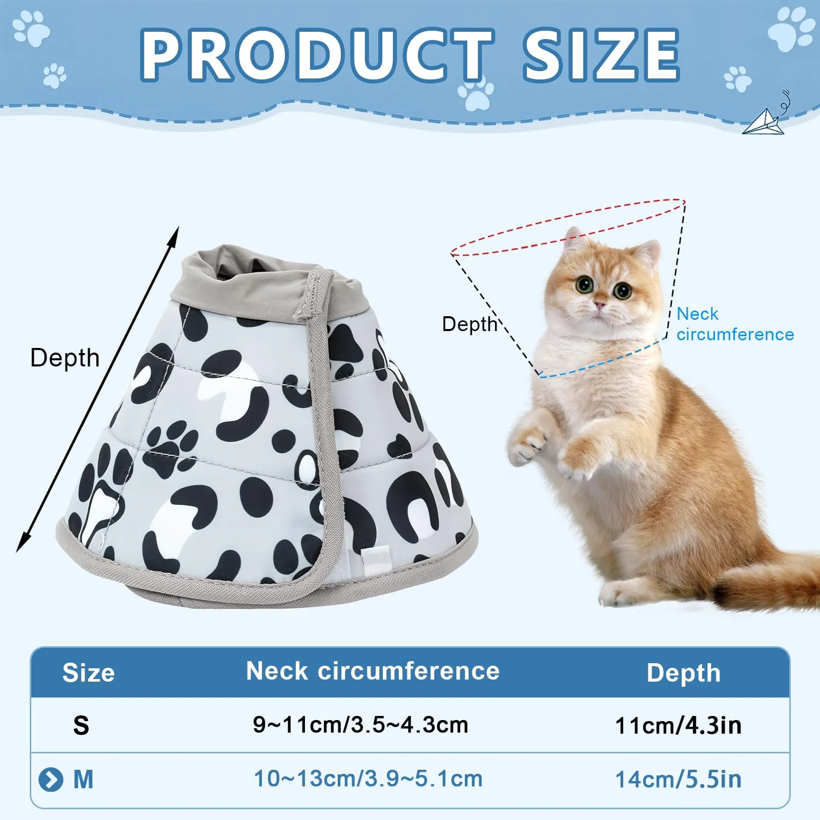 Diyxisk Collare Elisabettiano Gatto 10-13cm Collare Resistente Graffi e Morsi Collare Protettivo Gatto Materiale Cotone Regolabile Morbido Collare per Recupero Postoperatorio Dell'Animale - immagine 2