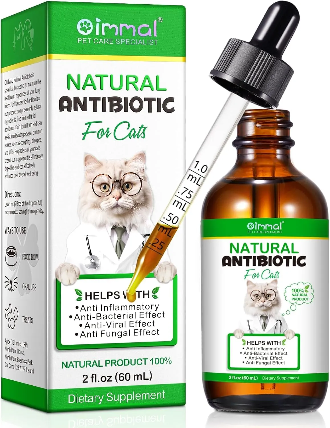 Antibiotici Per Gatti Per Infezioni, Supporto Alle Difese Immunitarie E Alle Allergie Dei Gatti, Sollievo Dal Prurito, 60ml - immagine 1