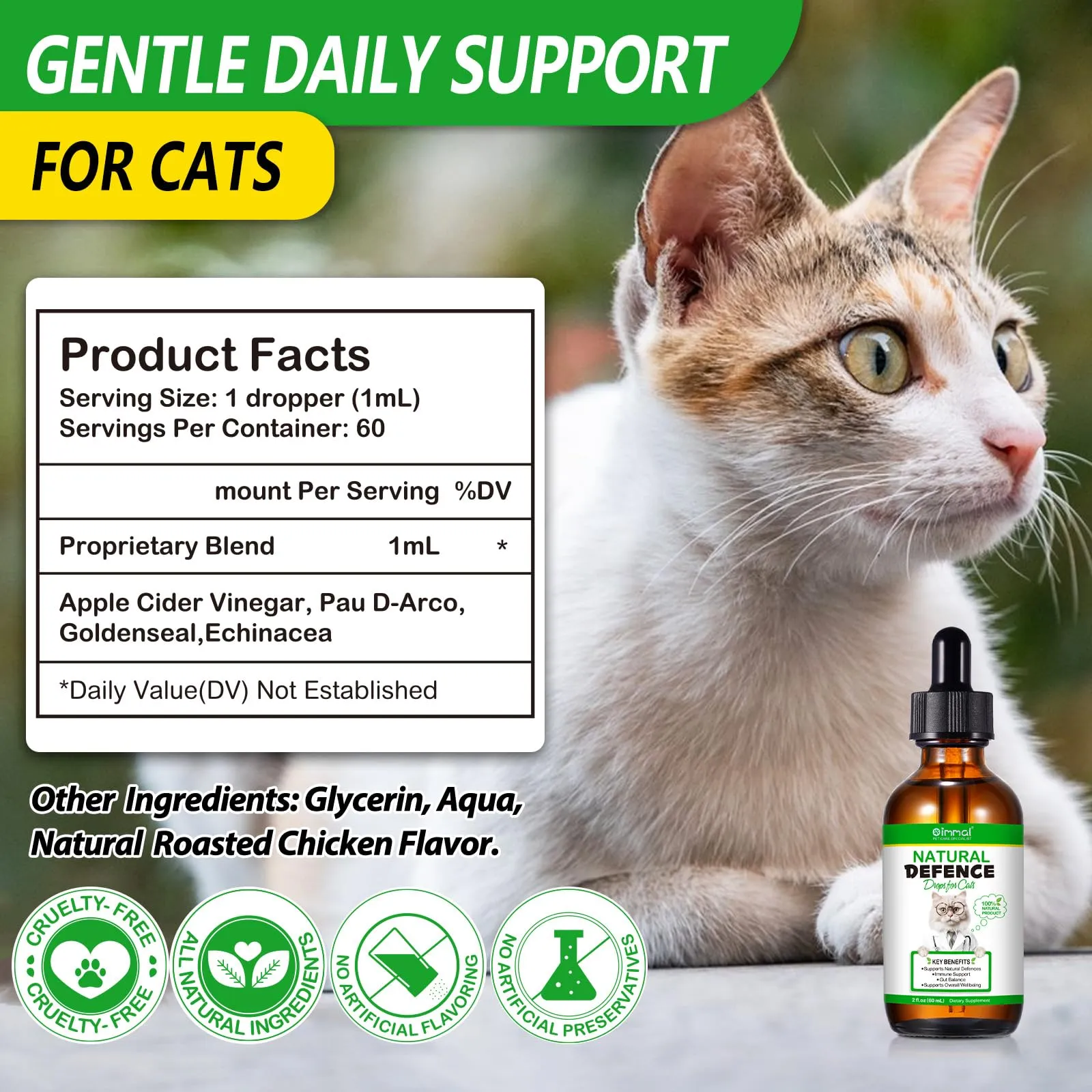Antibiotici Per Gatti Per Infezioni, Supporto Alle Difese Immunitarie E Alle Allergie Dei Gatti, Sollievo Dal Prurito, 60ml - immagine 3
