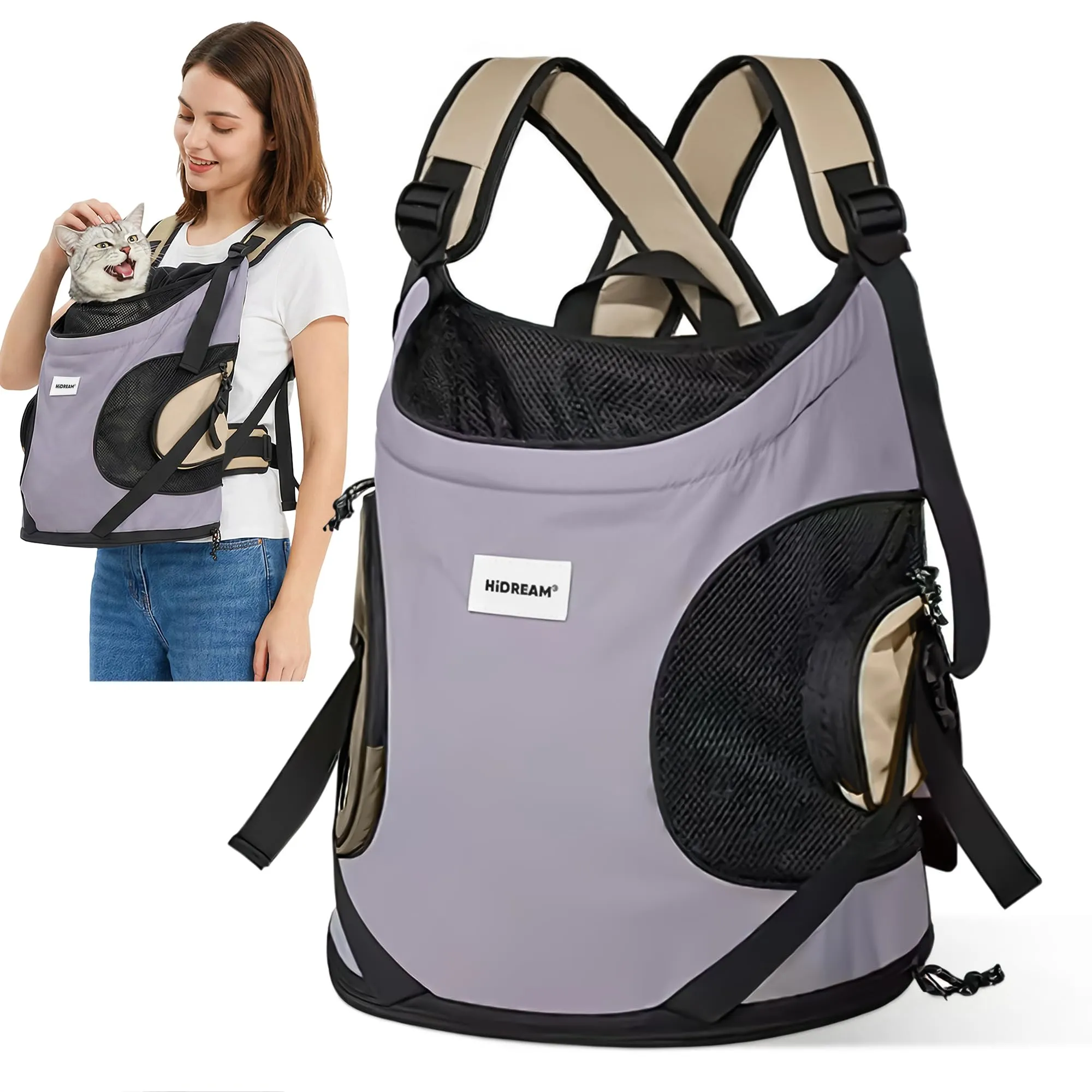 ALLSOPETS Zaino Frontale per Cani e Gatti, Porta Cane, Viola Chiaro - immagine 1