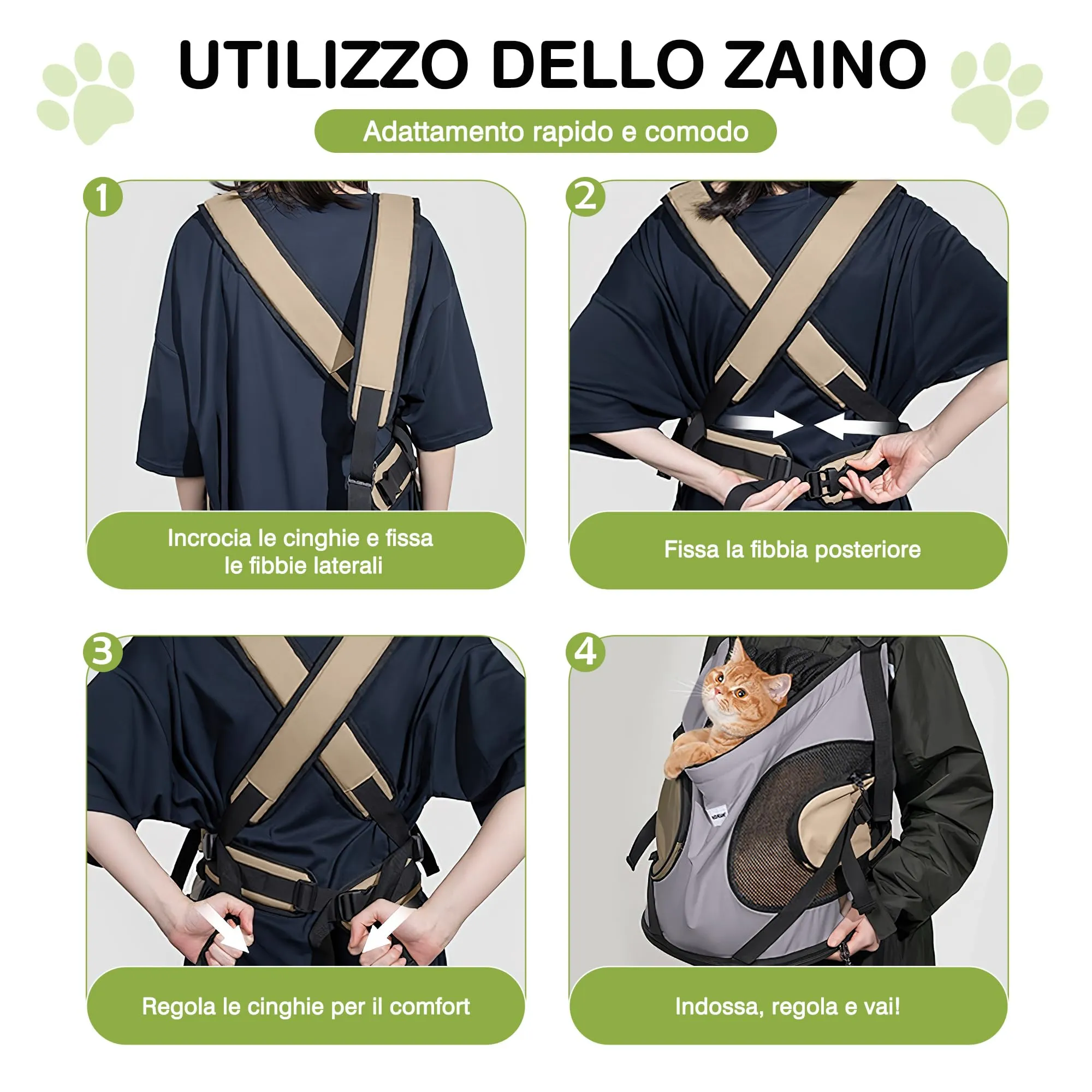 ALLSOPETS Zaino Frontale per Cani e Gatti, Porta Cane, Viola Chiaro - immagine 5