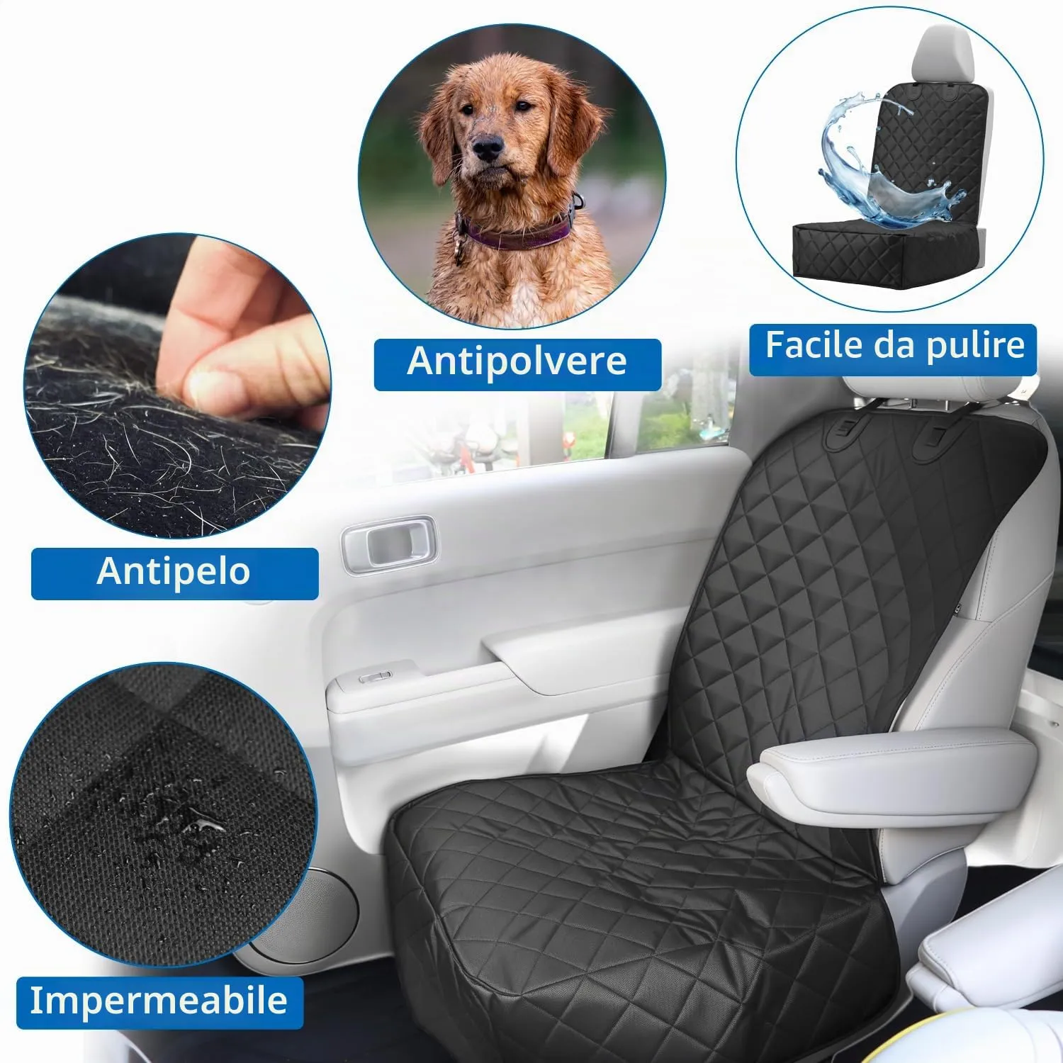 QWORK® Coprisedile anteriore impermeabile per cani, coprisedile auto, per tutte le auto, minivan e SUV - immagine 2