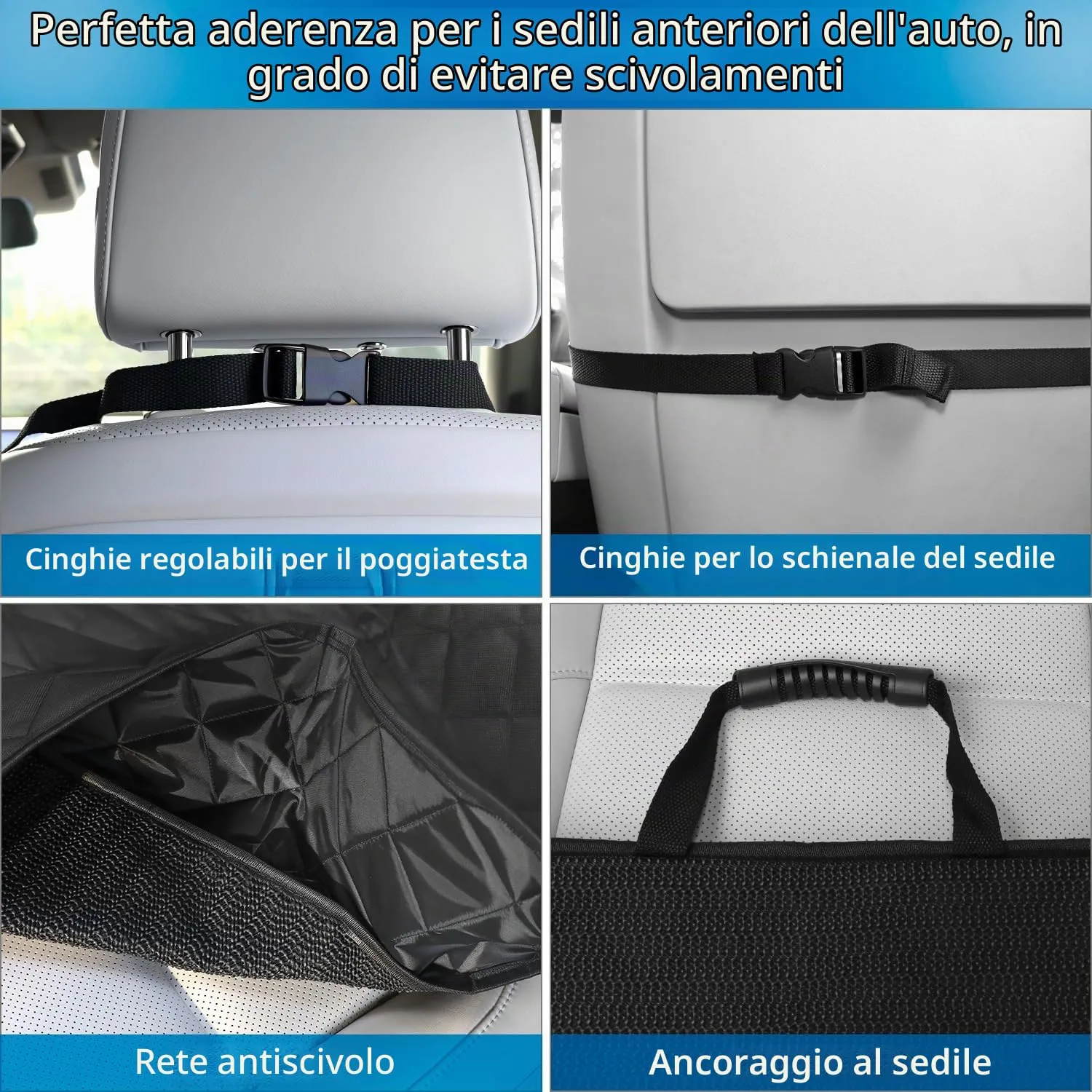 QWORK® Coprisedile anteriore impermeabile per cani, coprisedile auto, per tutte le auto, minivan e SUV - immagine 3