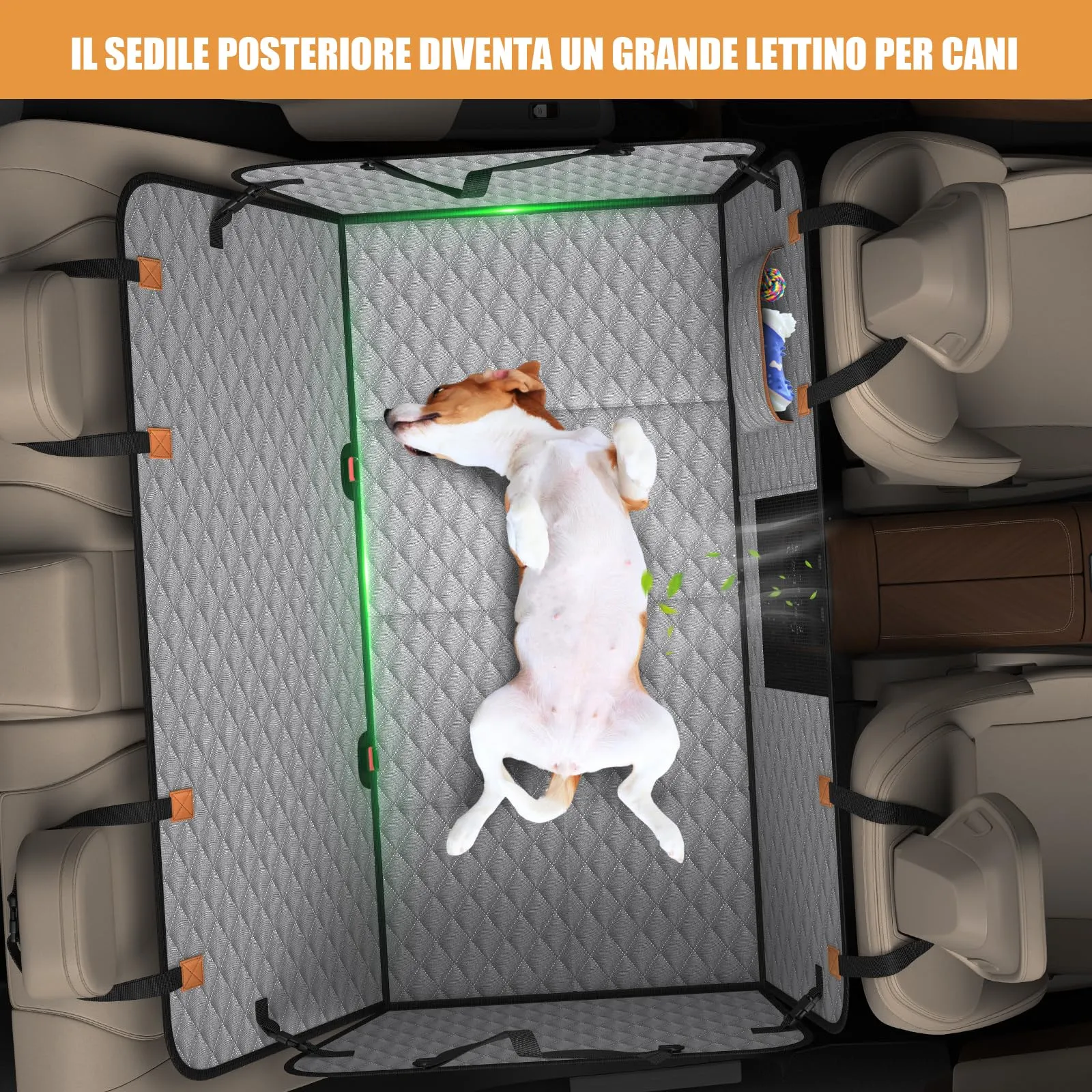 BMaoBBo Telo Auto Per Cani Con Fondo Rigido, Coprisedile Auto Per Cani Impermeabile E Antigraffio, Removibile E Lavabile, Telo Cane Auto Sedili Posteriori Adatto Per Berline Familiari, SUV (grigio) - immagine 2
