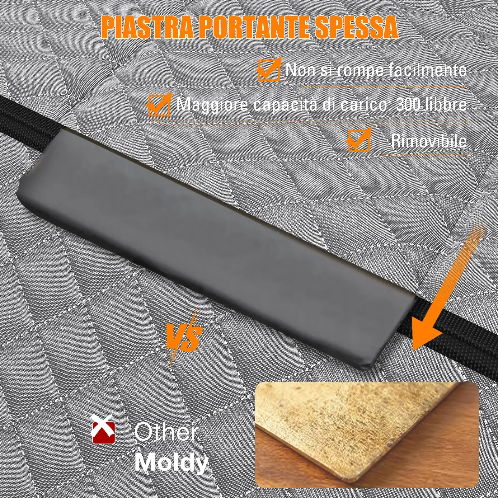 BMaoBBo Telo Auto Per Cani Con Fondo Rigido, Coprisedile Auto Per Cani Impermeabile E Antigraffio, Removibile E Lavabile, Telo Cane Auto Sedili Posteriori Adatto Per Berline Familiari, SUV (grigio) - immagine 4
