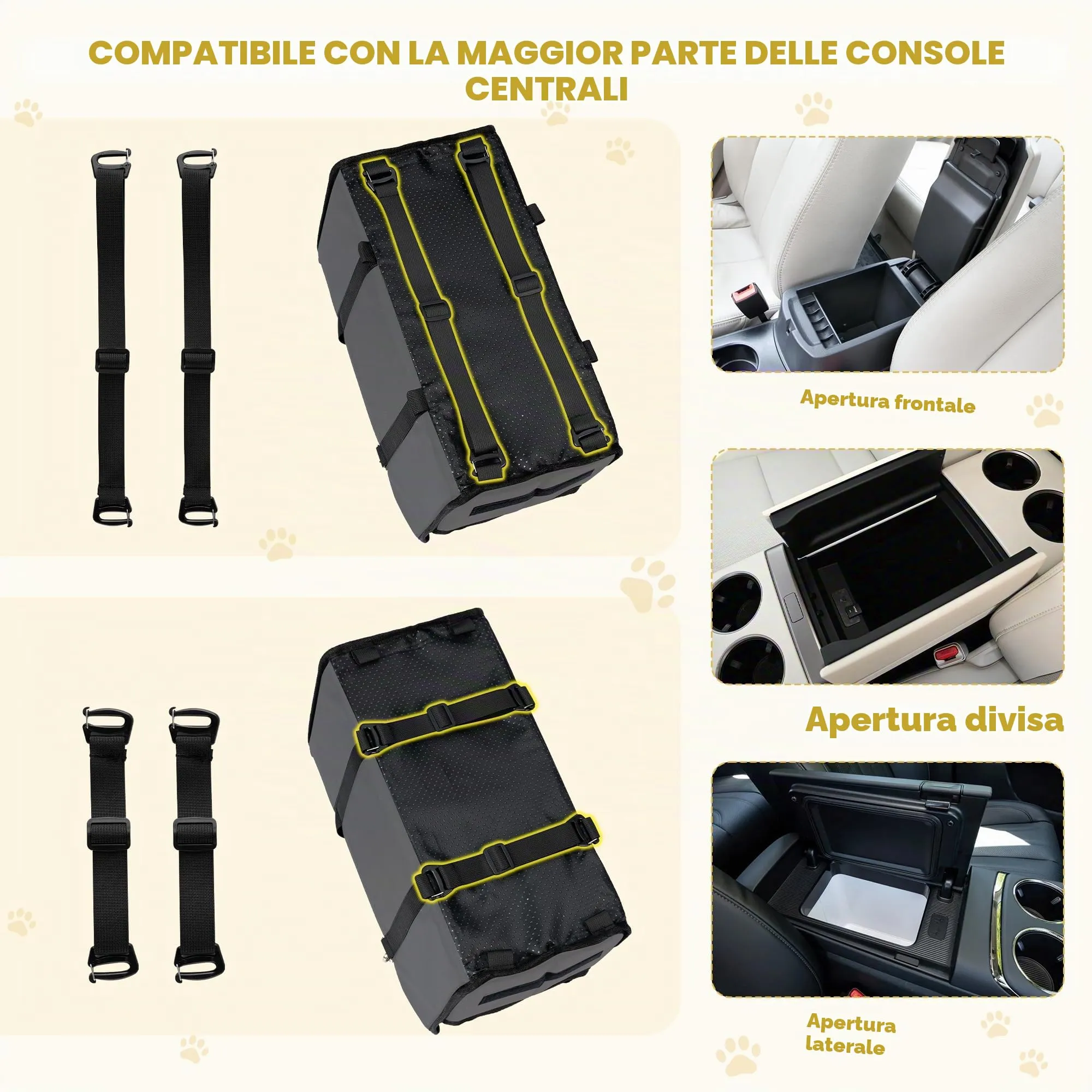 Wood Homing Seggiolino auto rialzato per cani di piccola taglia, impermeabile, trasportino/letto per console centrale per animali domestici, da viaggio, rimovibile con cintura di sicurezza e - immagine 4