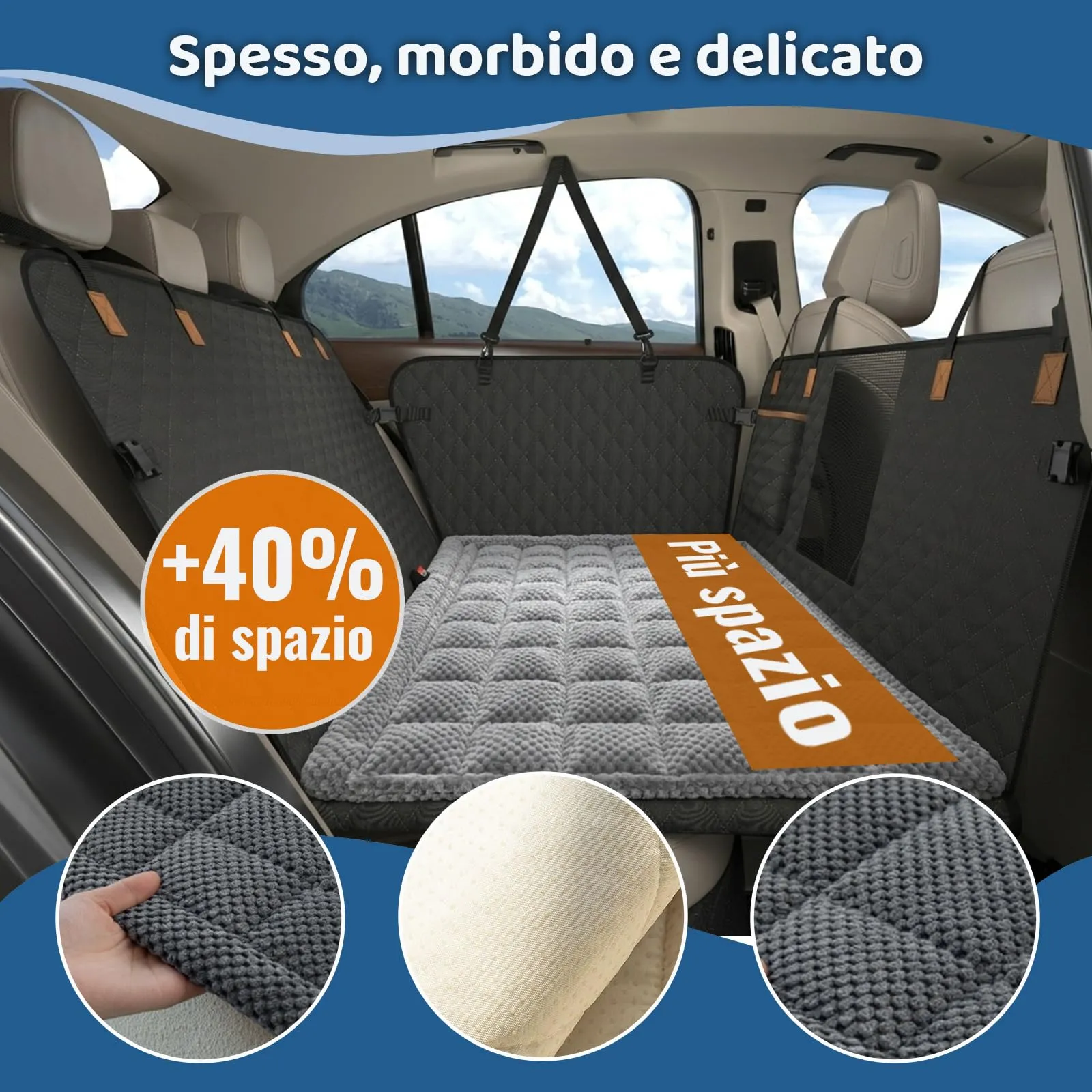BMaoBBo Coperta per cani con tappetino antiscivolo, impermeabile, antigraffio con rigido, protezione per sedili posteriori per SUV e auto di famiglia - immagine 2