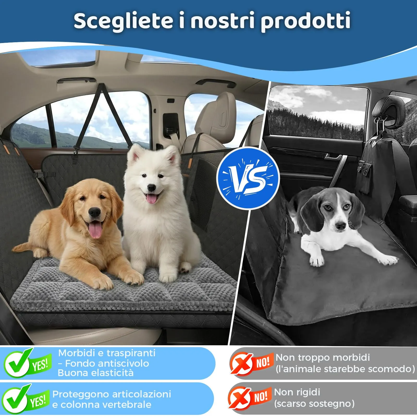 BMaoBBo Coperta per cani con tappetino antiscivolo, impermeabile, antigraffio con rigido, protezione per sedili posteriori per SUV e auto di famiglia - immagine 3