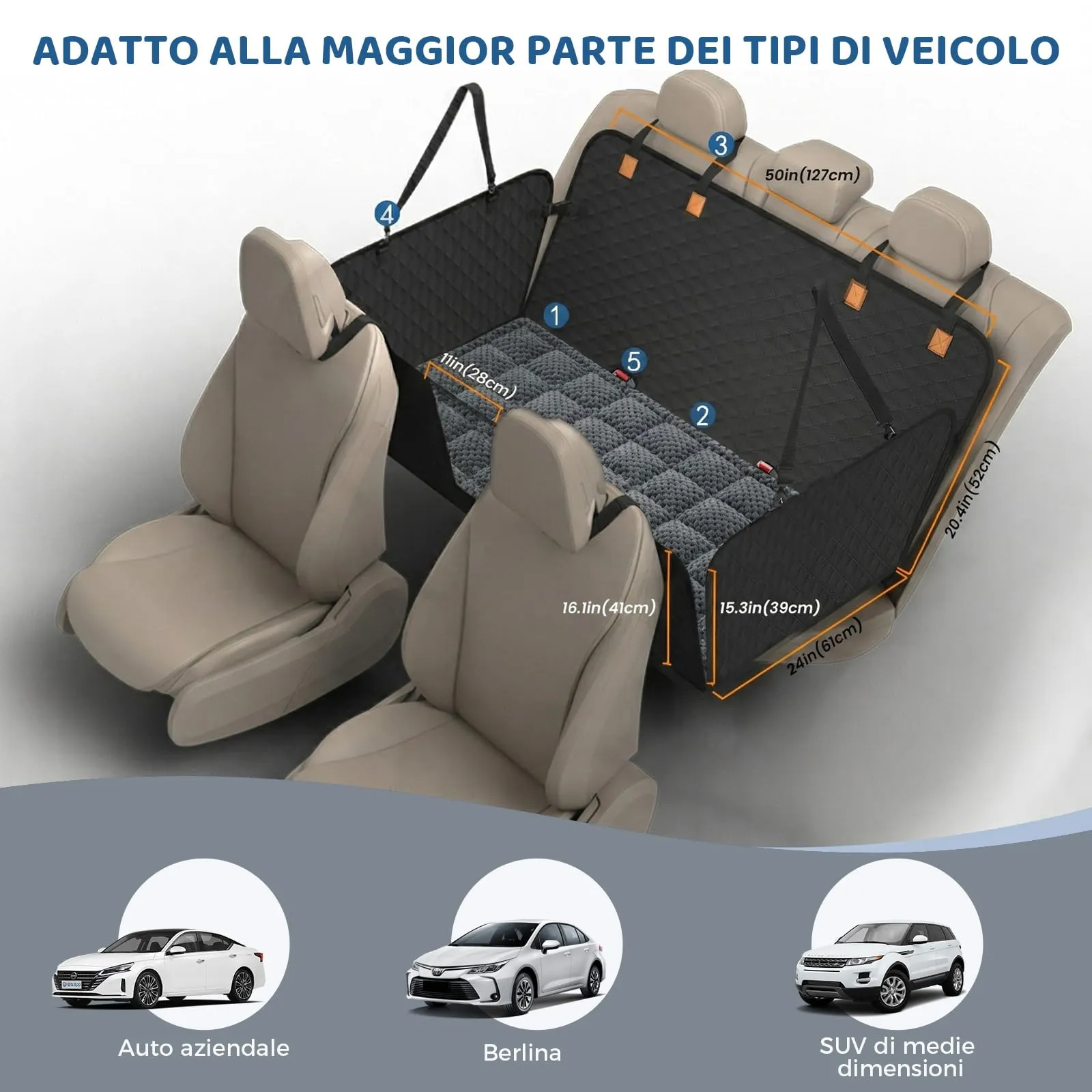BMaoBBo Coperta per cani con tappetino antiscivolo, impermeabile, antigraffio con rigido, protezione per sedili posteriori per SUV e auto di famiglia - immagine 5
