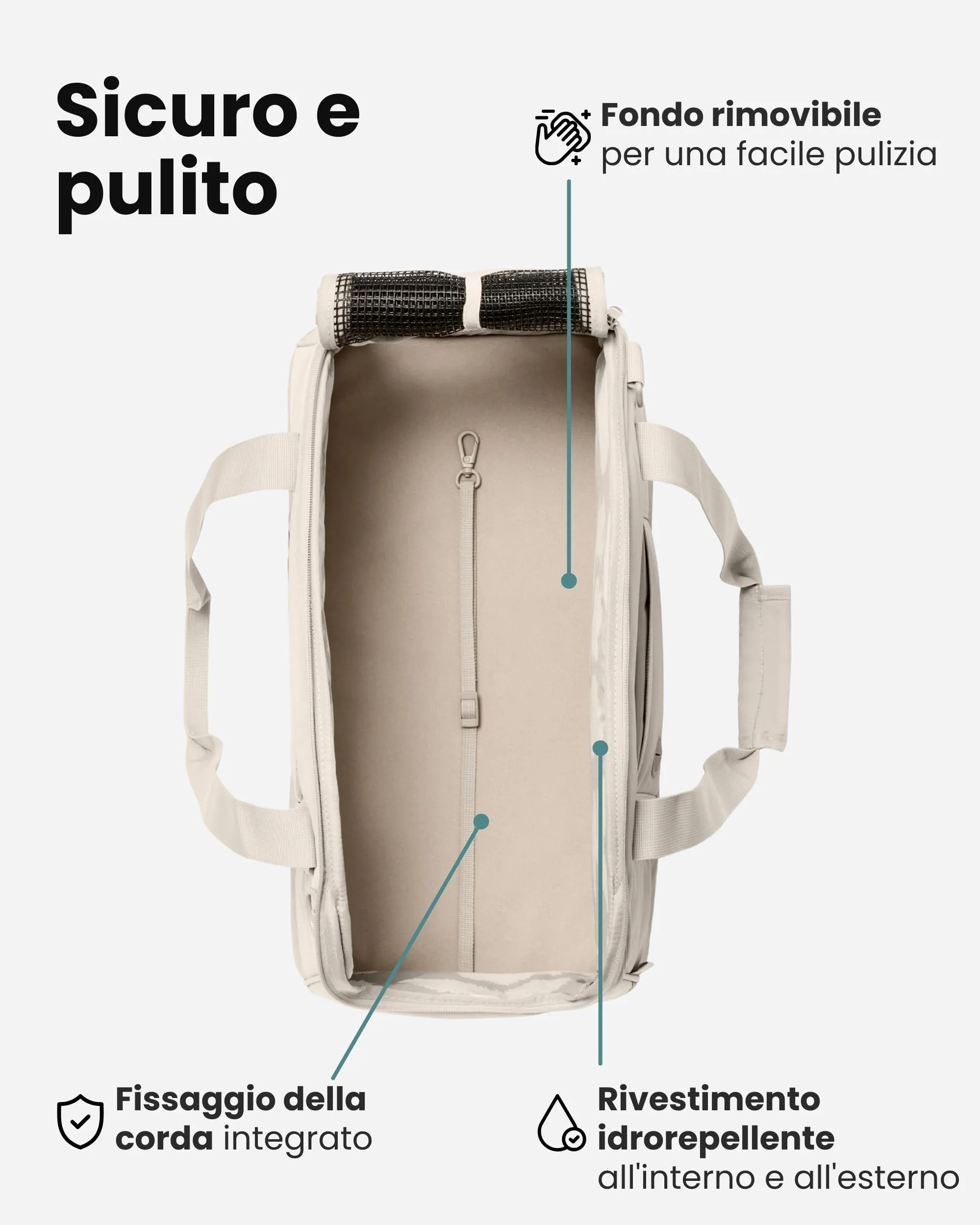 LARKSON Trasportino per Cani di Piccola Taglia fino a 12 kg Beige – Tjark - immagine 6