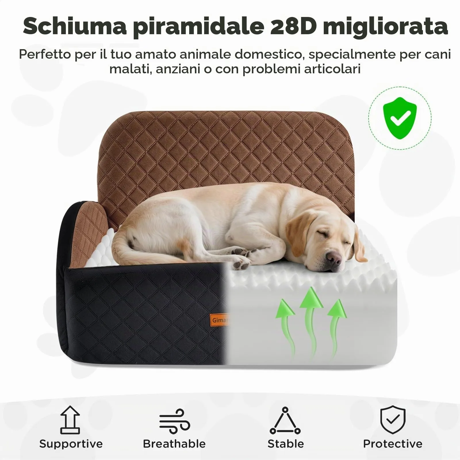 Gimars Seggiolino auto reversibile per cani con cuscino lungo e corto in peluche, per cani di piccola e media taglia fino a 27 kg, rimovibile, lavabile, antiscivolo, con cintura di sicurezza in - immagine 6