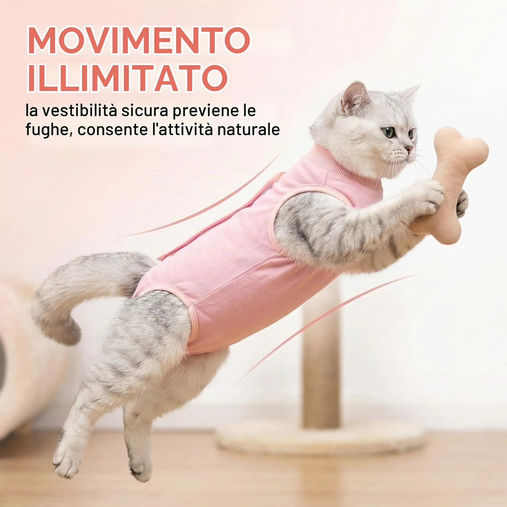 JYXNU Tuta da Recupero per Gatti, Body Gatto Post Operatorio Sterilizzazione, Cat Recovery Suit Vestito Gatto per Impedire Leccare Ferita Addominale Dopo l'intervento Chirurgico(L,Rosa) - immagine 5