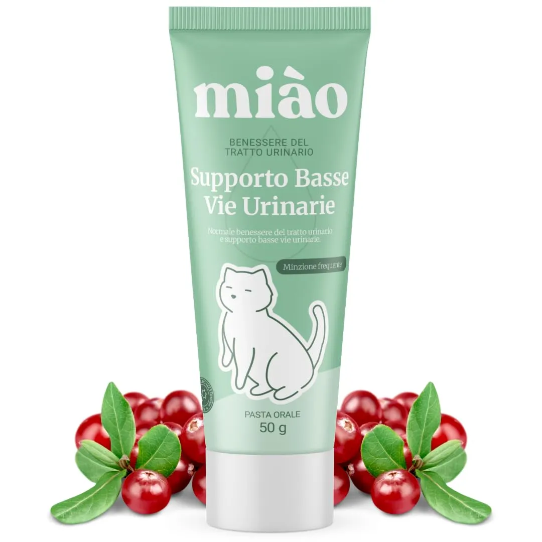 Miào Supporto Basse Vie Urinarie Gatto Pasta – Aiuto per Cistite, Minzione Frequente, Stimolo Continuo, Benessere Vescica, Facile Somministrazione - immagine 1