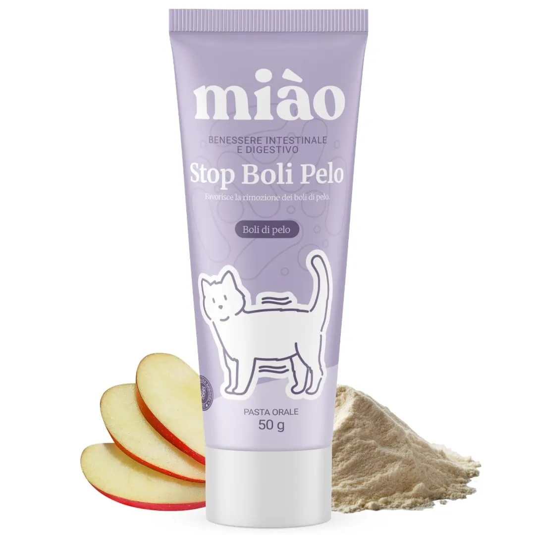 Miào Stop Boli di Pelo Gatto Pasta – Supporto Intestinale per Eliminare Boli di Pelo, Riduce Rigurgiti con Fibre e Psillio, Pasta al Malto per Gatti Bolo di Pelo - immagine 1